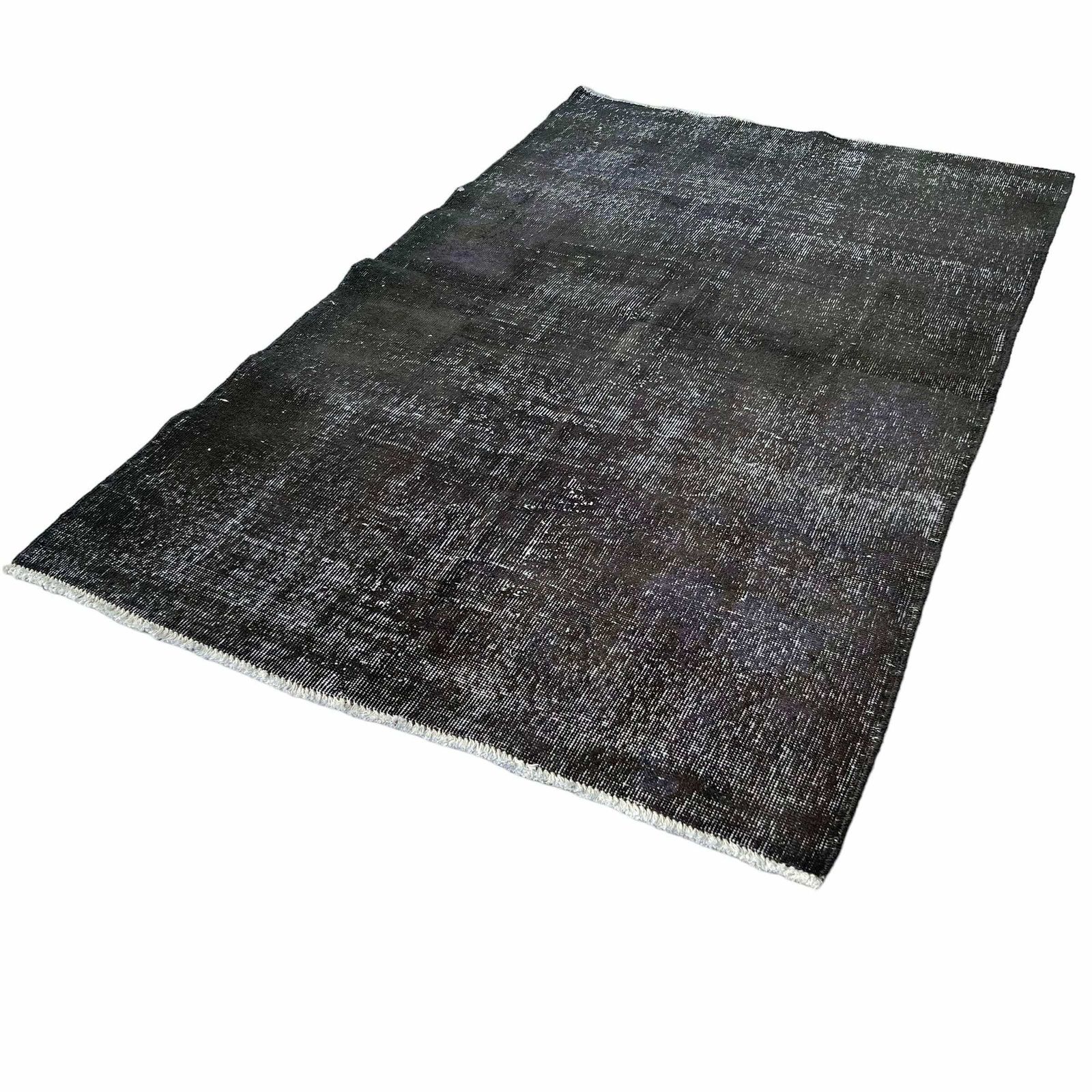 Vintage Distressed Turkish Rug , Over Dyed Grey, 200 X 120 Cm photo vinterior
