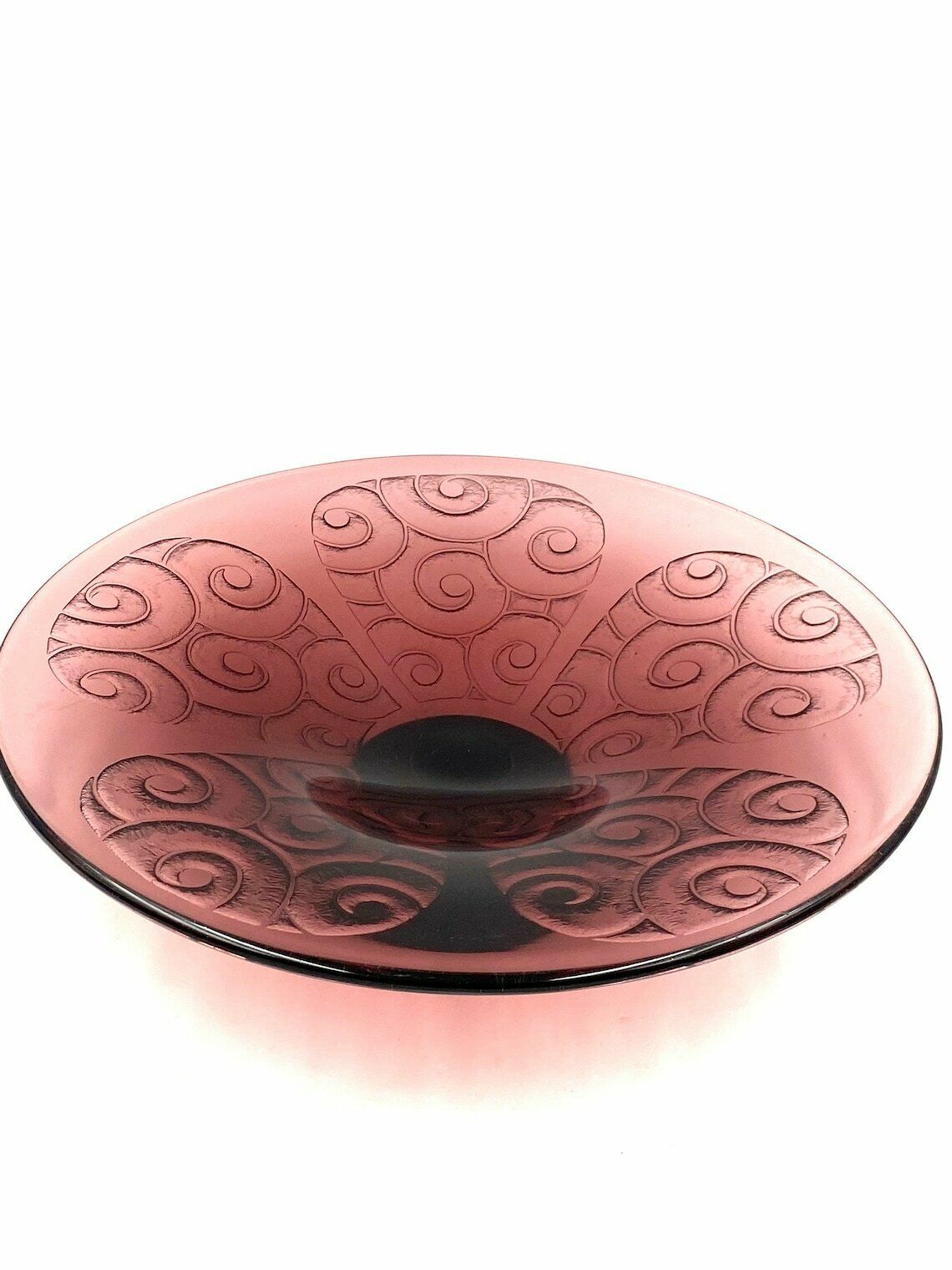 Charles Schneider, Important Art Deco Purple Glass Centerpiece, Le Verre Francais, France 1930s photo vinterior