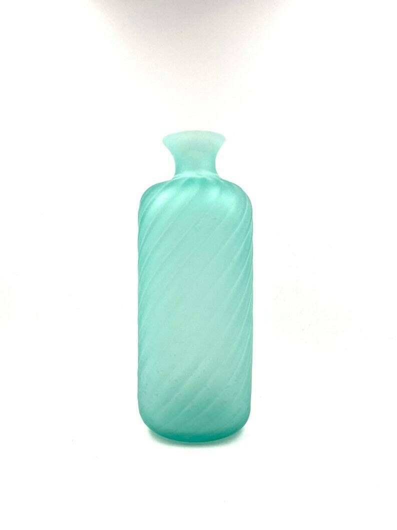 Gino Cenedese, Murano Frosted Glass Aqua Green Vase, Cenedese, Murano Italy 1970s photo for sale