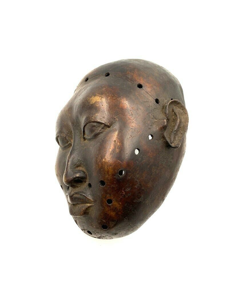 African Trophy Head Of A Foreign Ruler, Bronze, Benin Kingdom, Early XX Century photo buy