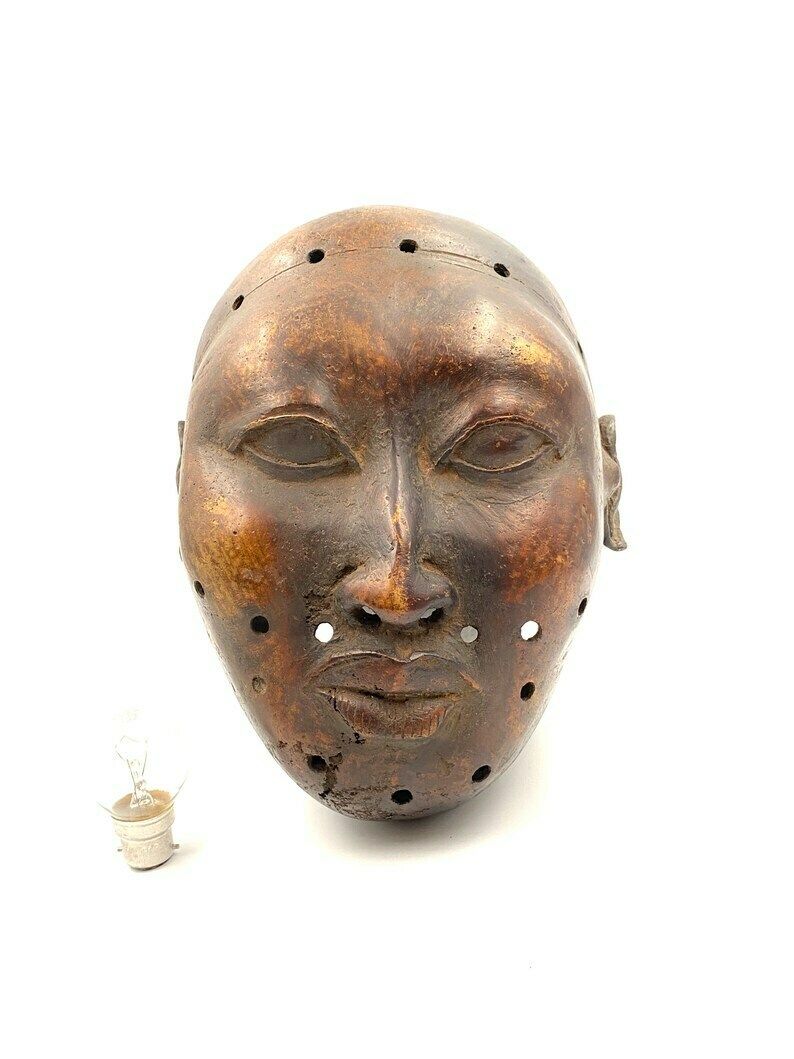 photo for sale African Trophy Head Of A Foreign Ruler, Bronze, Benin Kingdom, Early XX Century