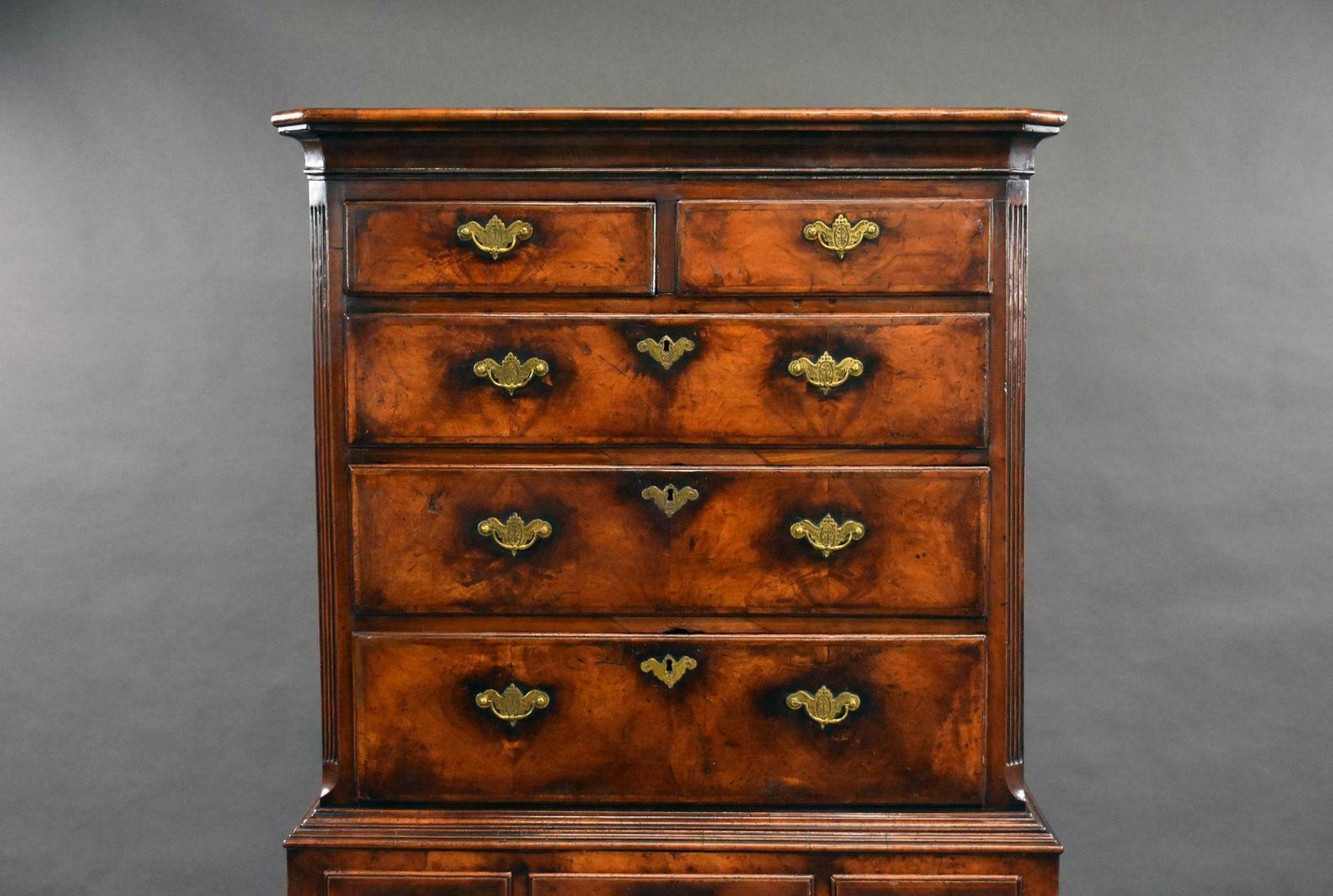 19th Century Figured Walnut Chest On Stand photo for sale
