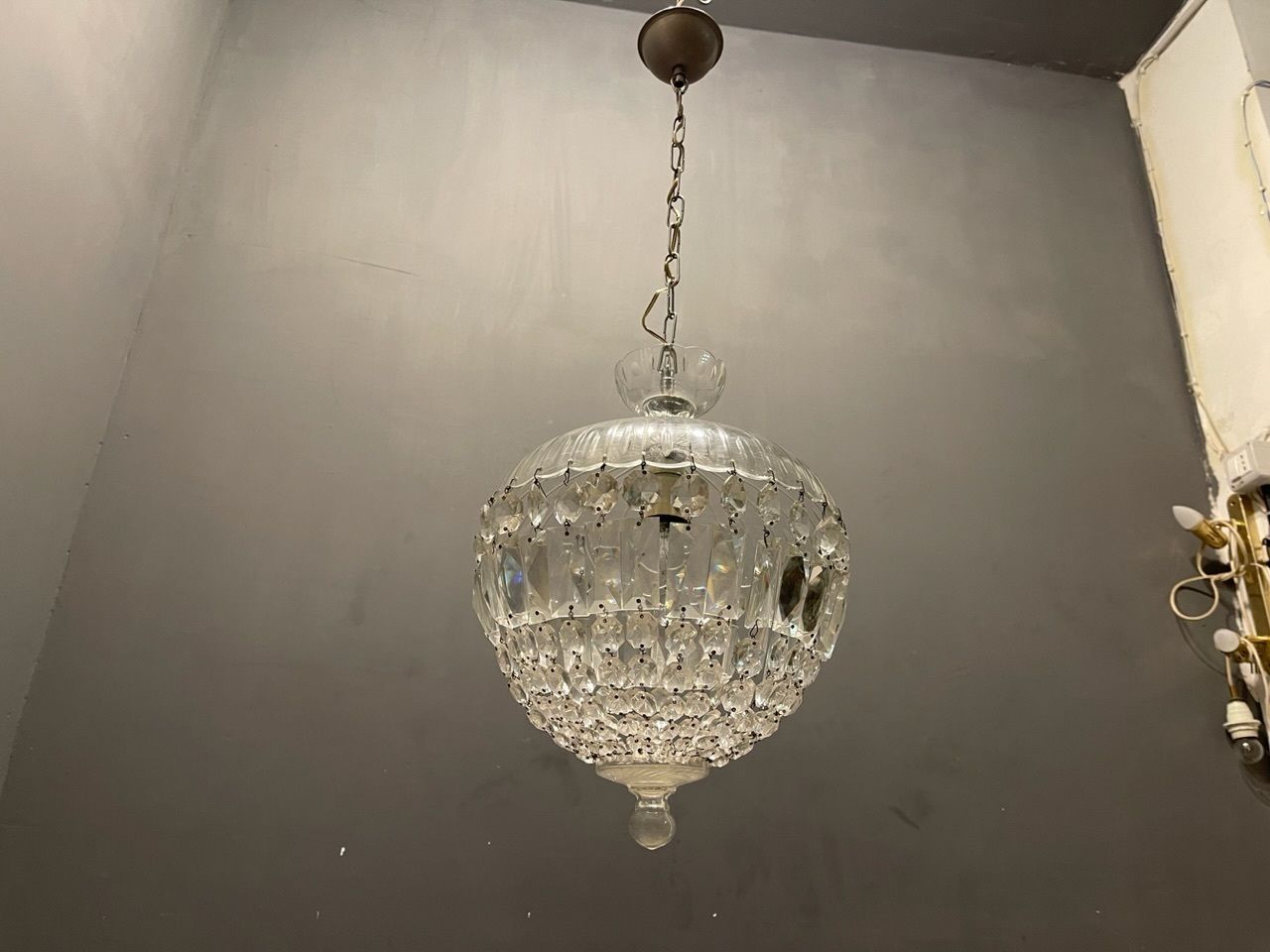 Crystal Murano Glass Light Pendant photo vintage