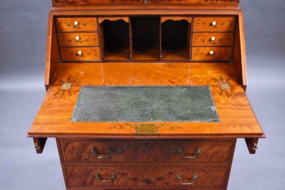 photo vinterior Edwardian Hand Painted Satinwood Bureau Bookcase