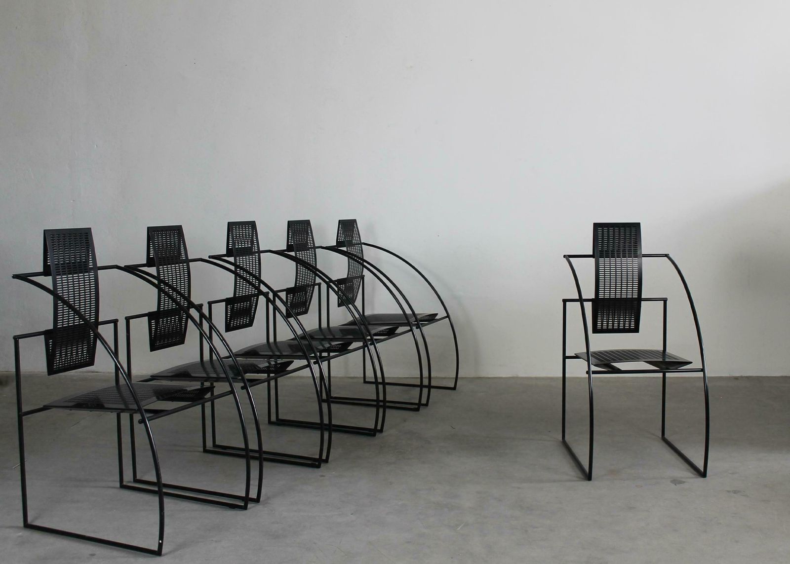 Mario Botta Set Of Six La Quinta Chairs In Steel And Metal By Alias, 1985, Italy photo furniture