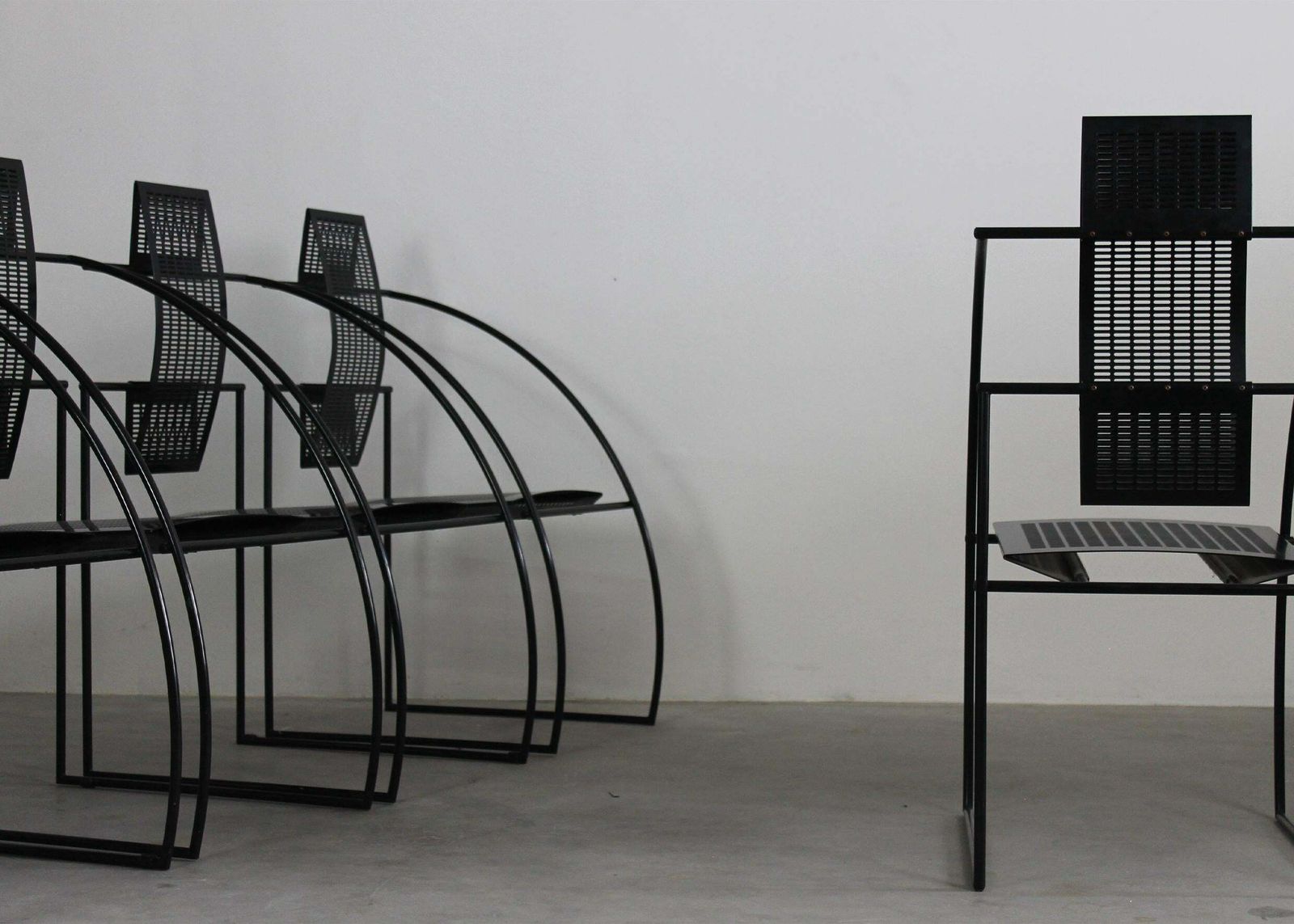 Mario Botta Set Of Six La Quinta Chairs In Steel And Metal By Alias, 1985, Italy photo buy