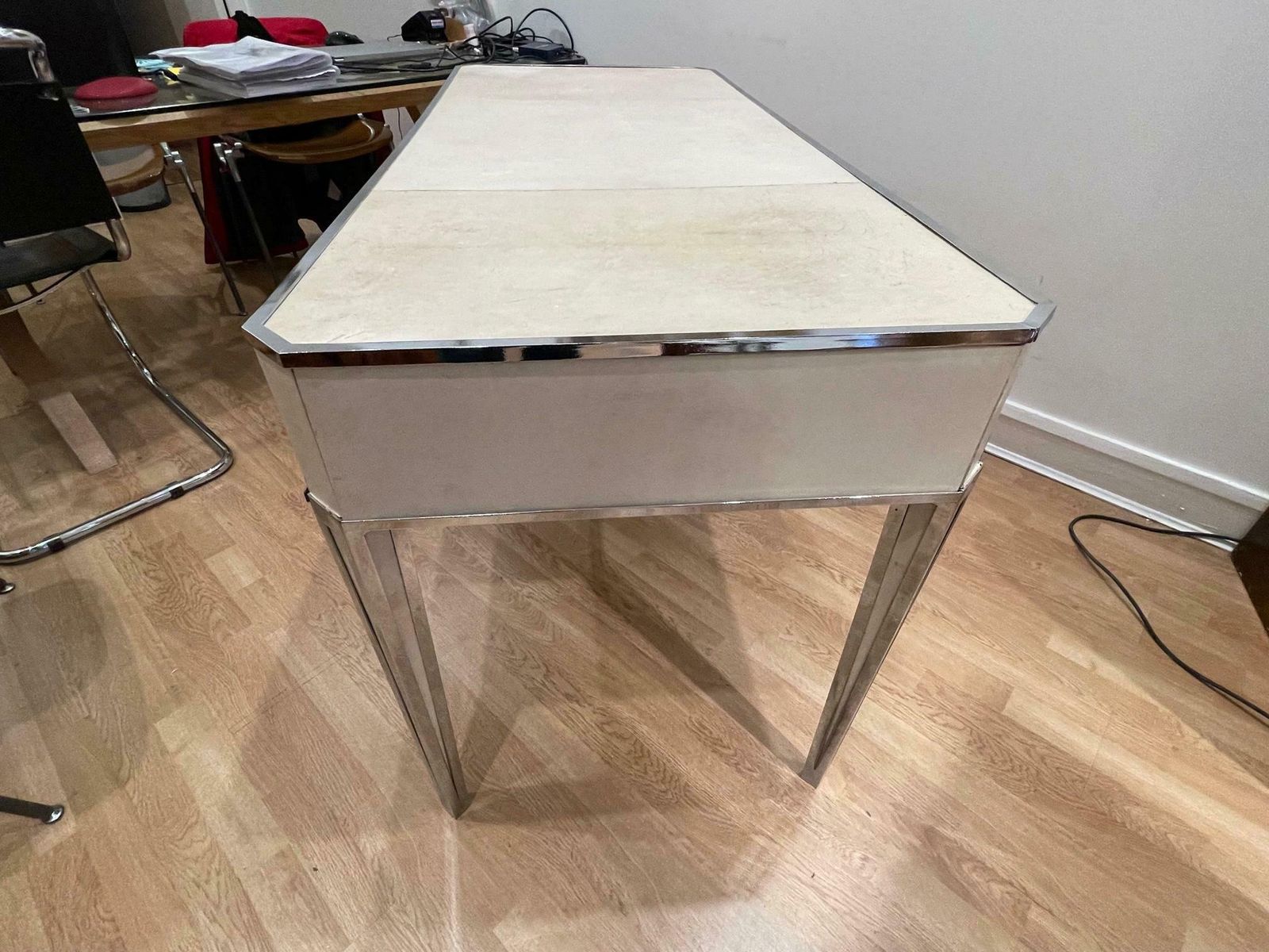 Parchment Covered Desk By Primavera, Art Deco, France, 1930's photo Furniture