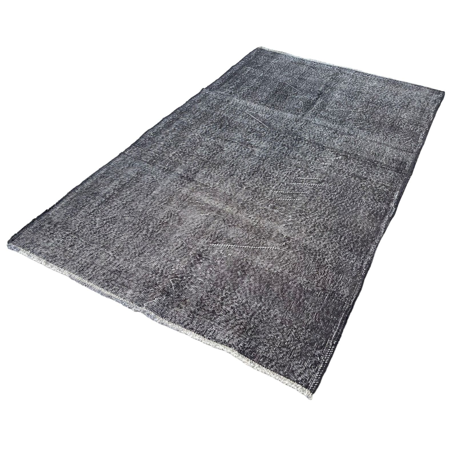 Distressed Turkish Rug 214 X 108 Cm Wool Vintage Rug, Over Dyed Grey photo furniture