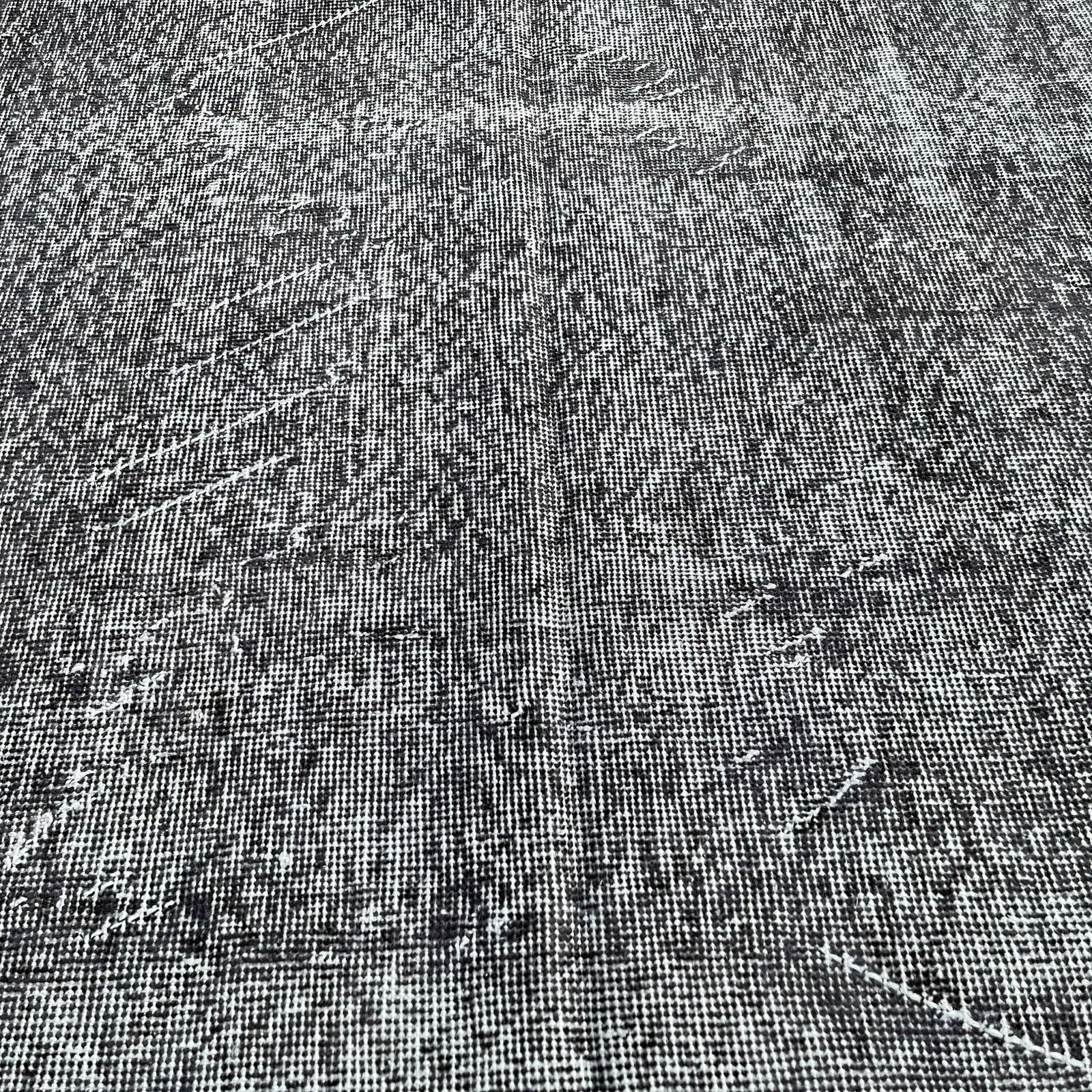 photo for sale Distressed Turkish Rug 214 X 108 Cm Wool Vintage Rug, Over Dyed Grey