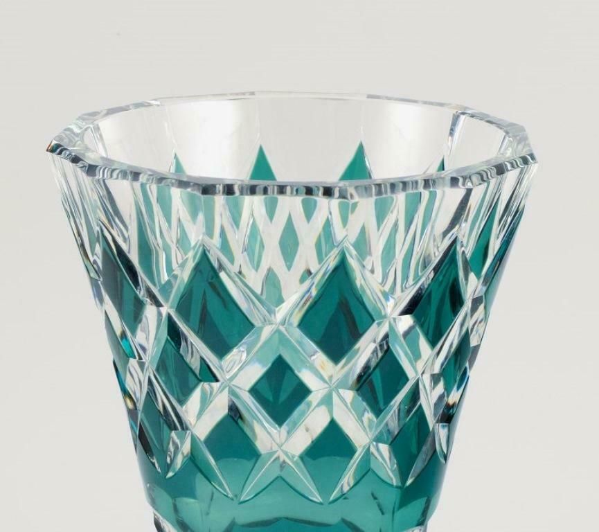 Val St. Lambert, Belgium, Large Art Deco Crystal Glass Vase. photo for sale