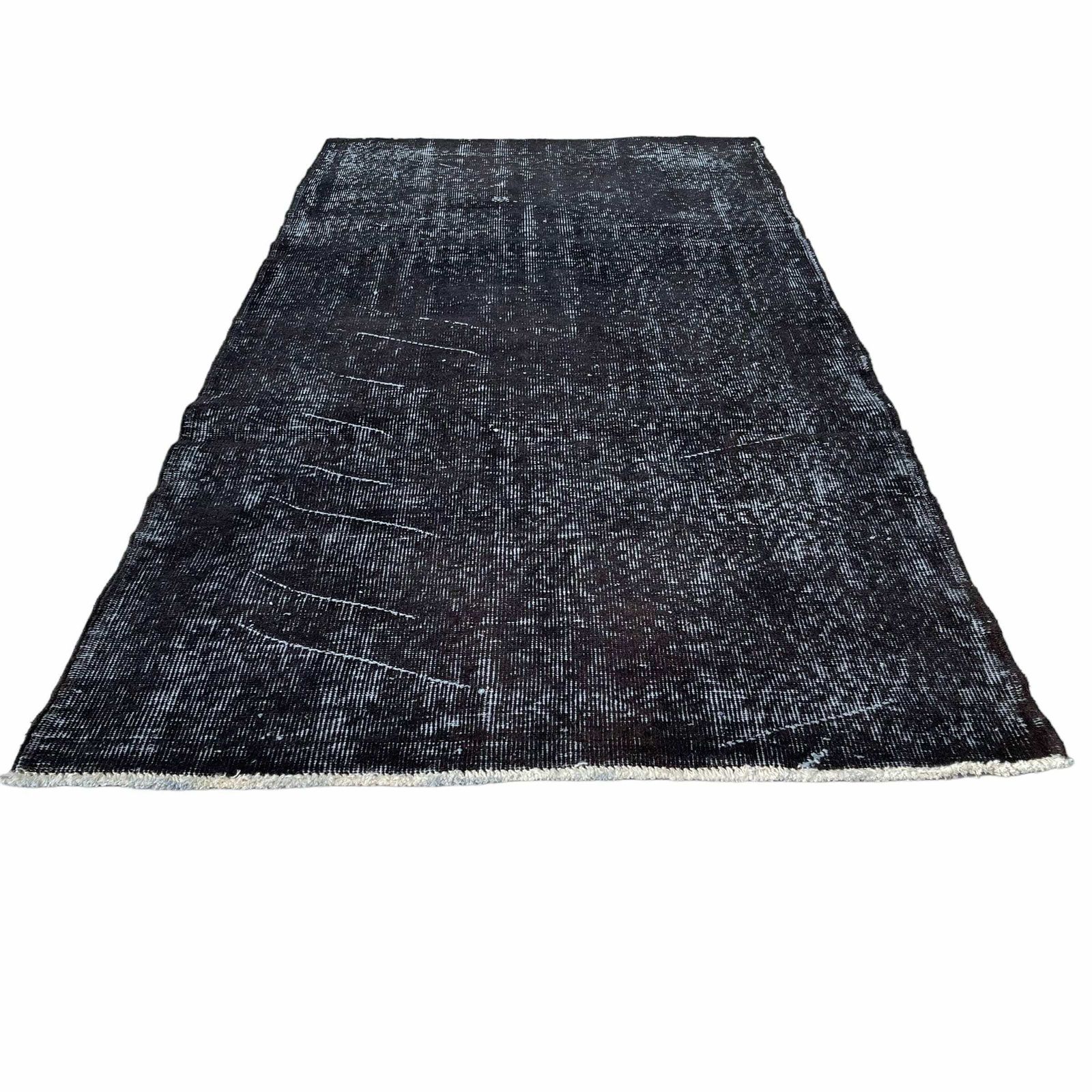 Distressed Turkish Rug 200 X 100 Cm Wool Vintage Rug, Over Dyed Grey photo 519.0