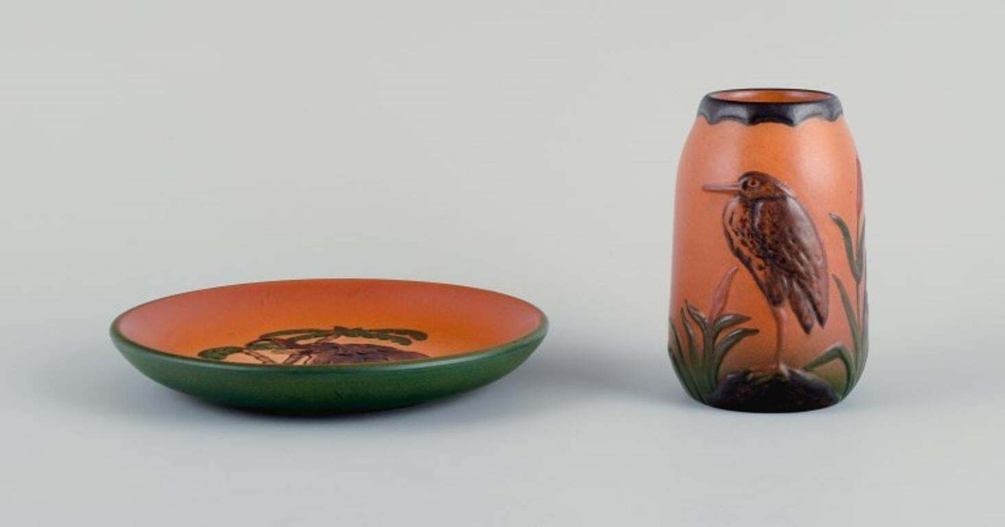 Ipsens Enke, Ceramic Vase And A Ceramic Dish. Malibu And Elephant Motif. photo furniture