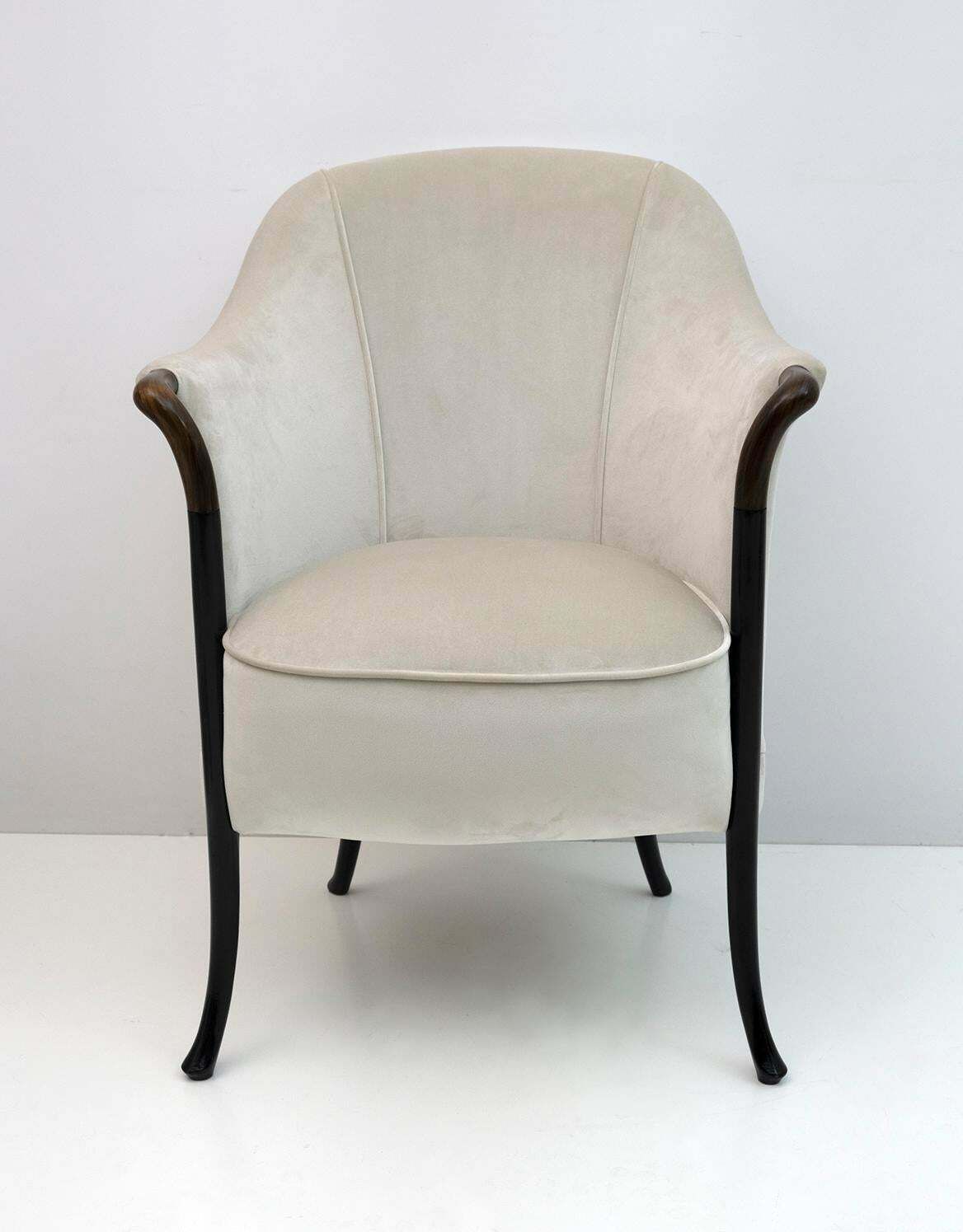 Pair Of Giorgetti Italian Velvet Armchairs "Progetti", 1980s photo buy