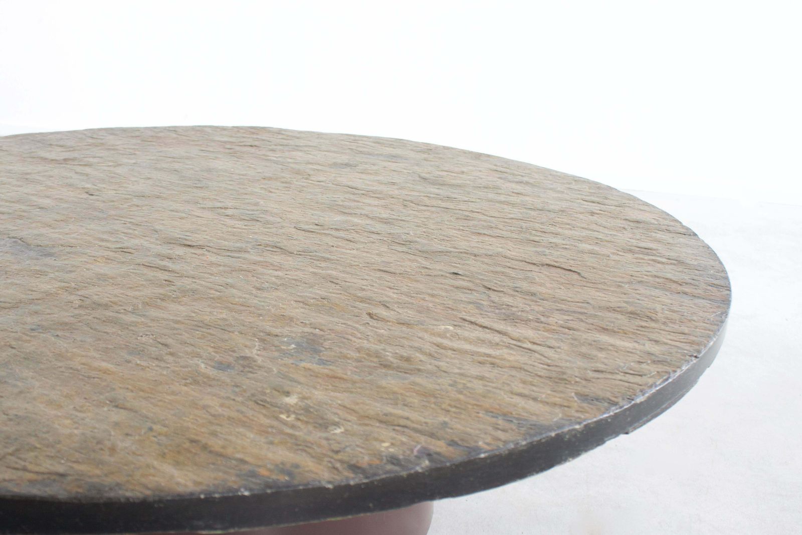 Brutalist 1970s Round Coffee Table With A Brown/Green Slate Top photo Furniture