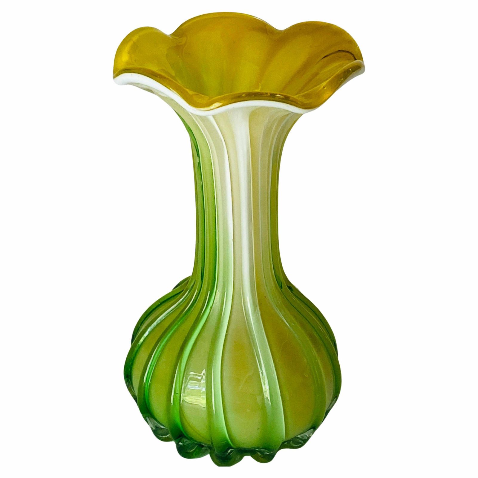 Venitian Vase 1970 Venini Green And Yellow Colour Venini Style Italy photo Home Decor