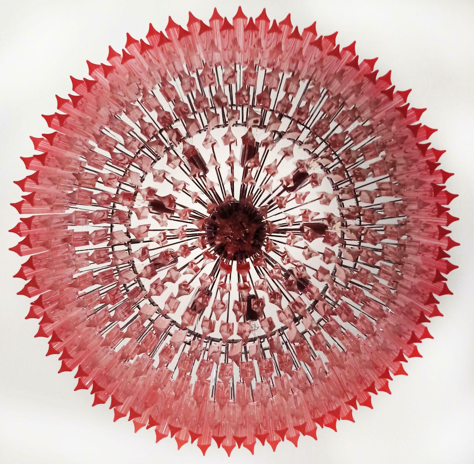 Huge And Amazing Triedri Murano Glass Chandelier   391 Pink Prims Triedri photo buy