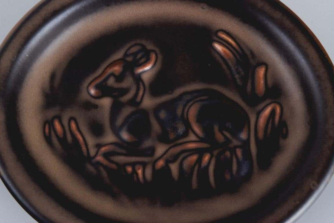 Knud Kyhn (1880 1969) For Royal Copehagen Small Ceramic Dish With Deer photo for sale