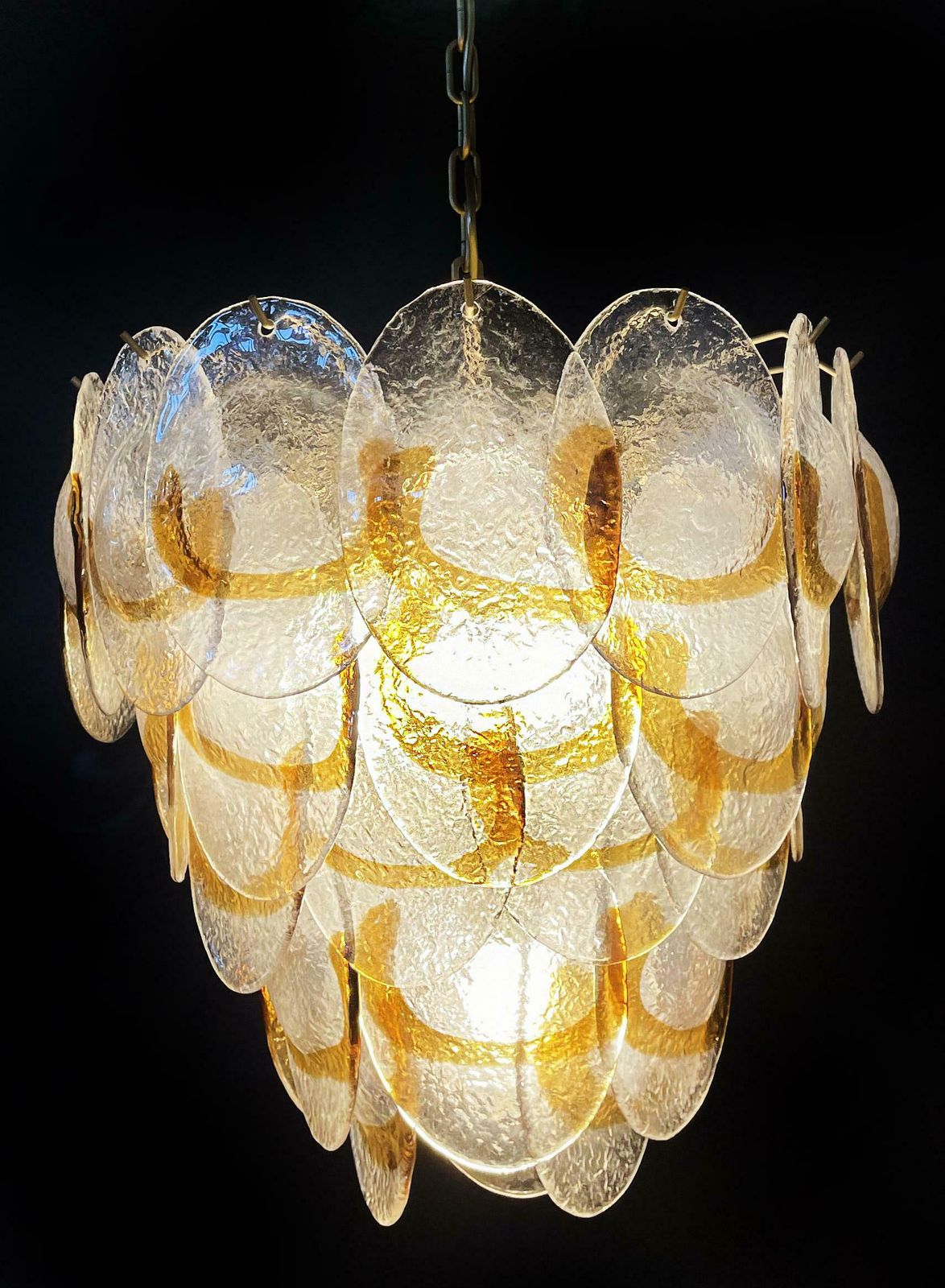 1970's Charming Murano Chandelier By Mazzega, 41 Lattimo Amber Glasses photo 1614.0
