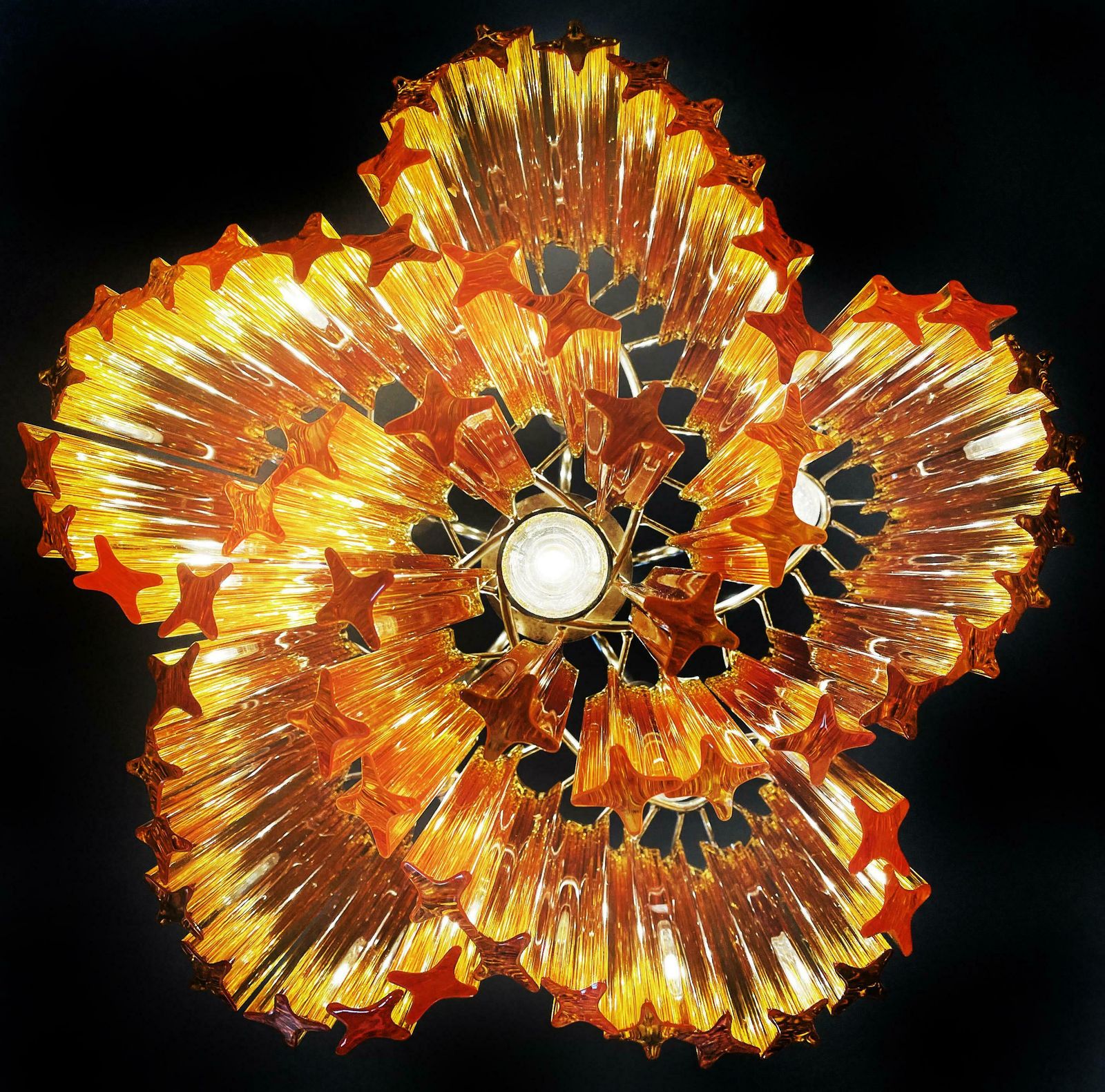 Sophisticated Modern Quadriedri Glass Chandelier   60 Amber Prism Quadriedri photo 1936.0