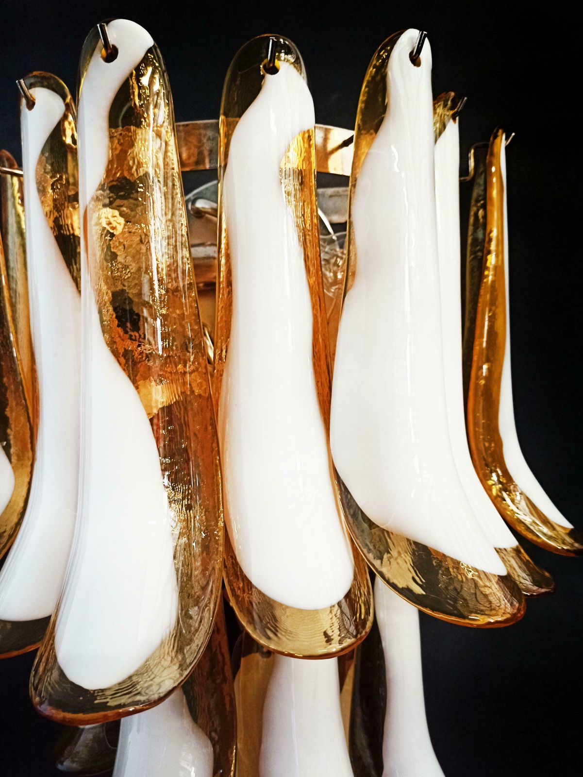 Lighting Pair Of Vintage Italian Murano Wall Lights   16 Caramel And Lattimo Glass Petals photo
