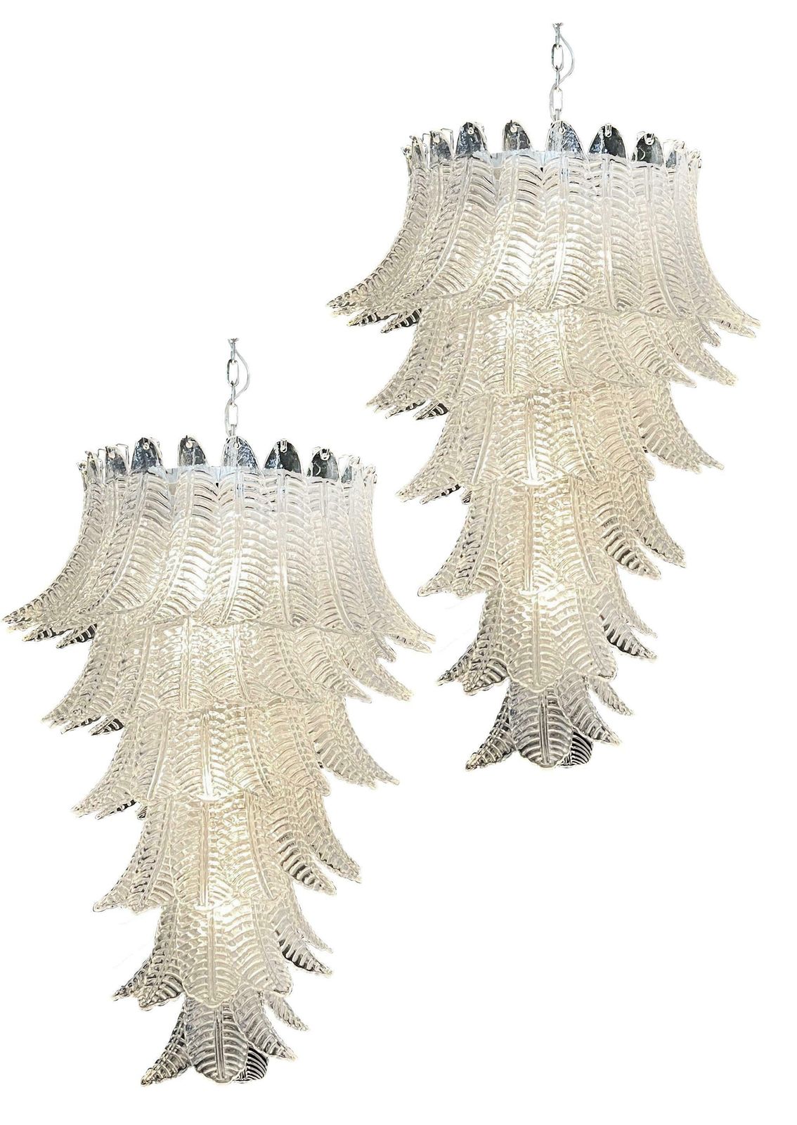 photo vinterior Huge Italian Murano Felci Glass Spiral Chandelier   83 Clear Glasses