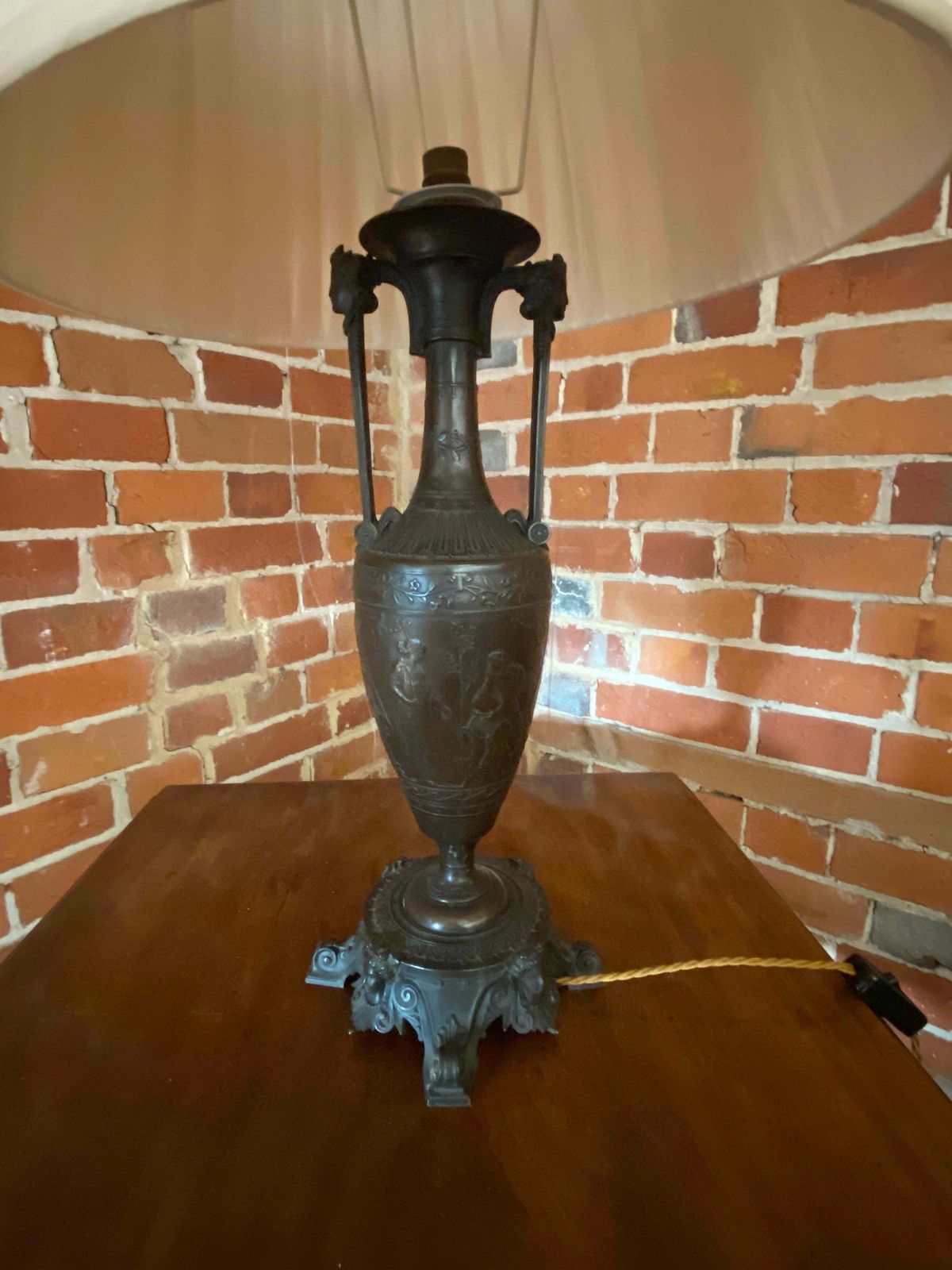 19th Century French Neo Greek Classical Bronze Lamp By Henry Cahieux photo vintage