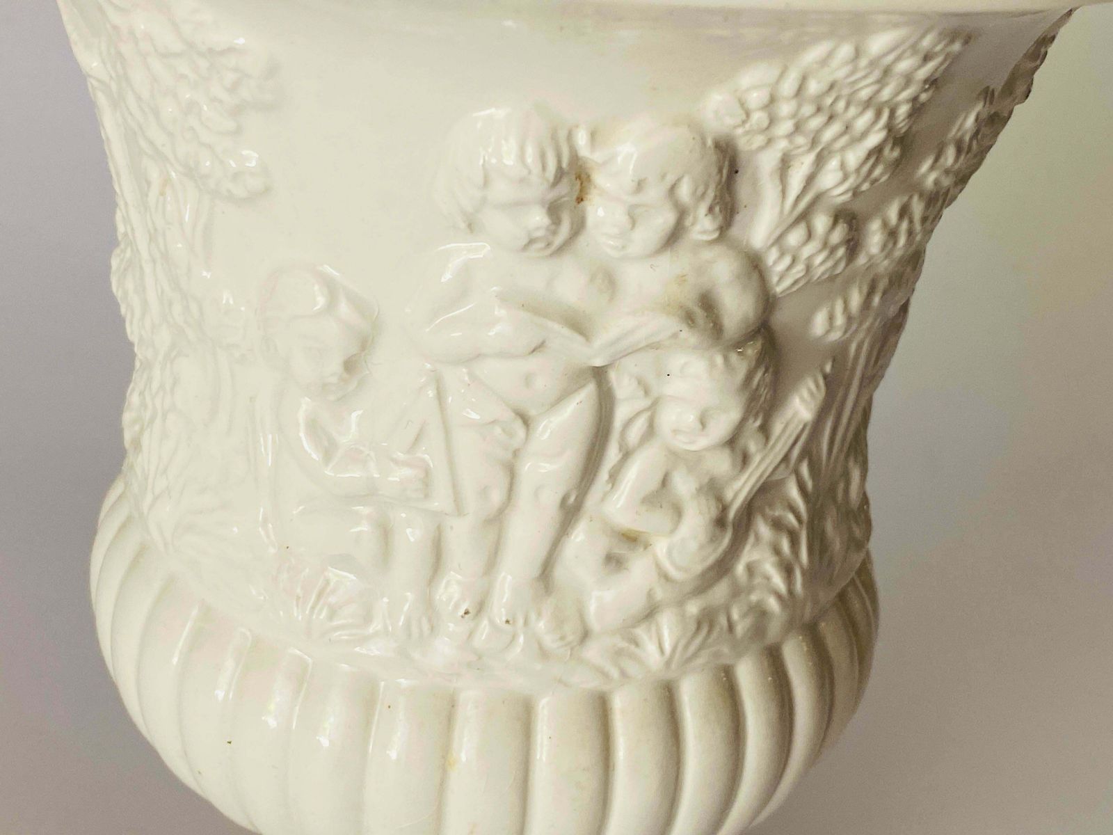 Italian White Glazed Porcelain Urn Vase Glased Porcelain By Bassano, Circa 1930 photo Home Decor