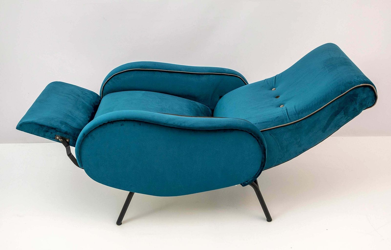 Marco Zanuso Mid Century Modern Italian Velvet Reclining Armchair, 1950s photo for sale