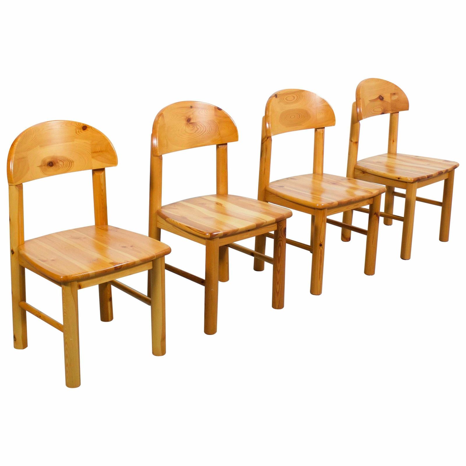 Set Of Four Rainer Daumiller Pine Wood Dining Chairs, 1970s