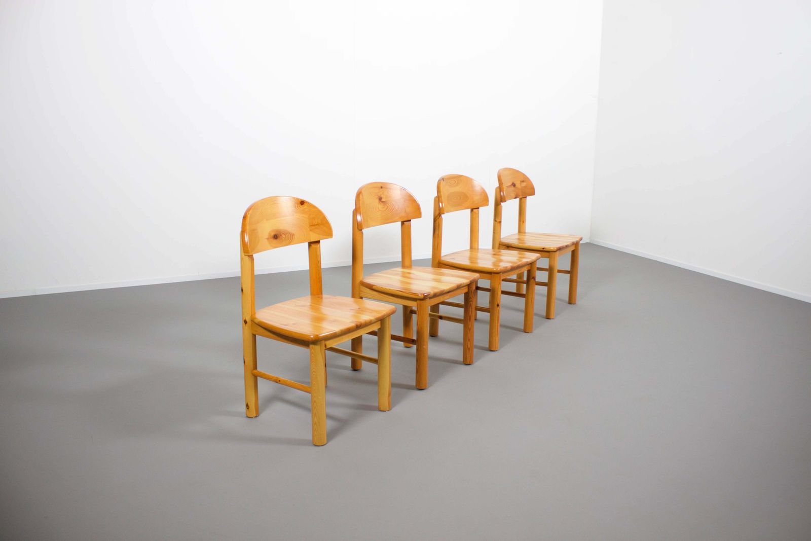 Set Of Four Rainer Daumiller Pine Wood Dining Chairs, 1970s photo furniture