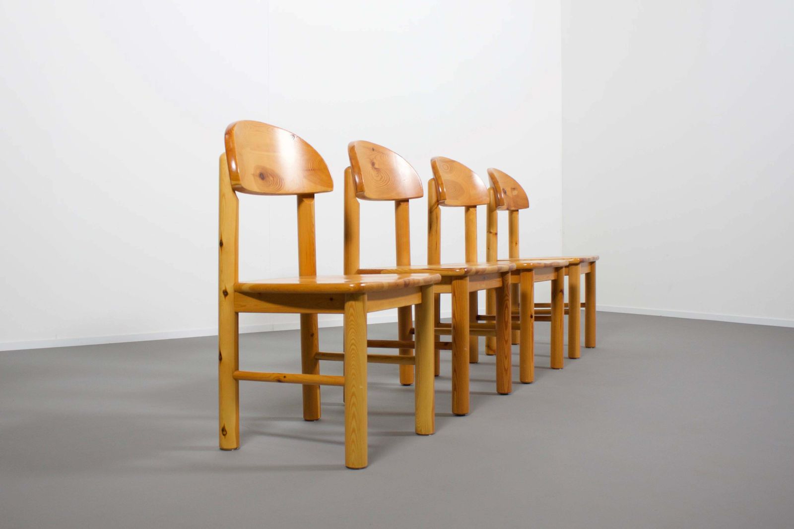Set Of Four Rainer Daumiller Pine Wood Dining Chairs, 1970s photo Furniture