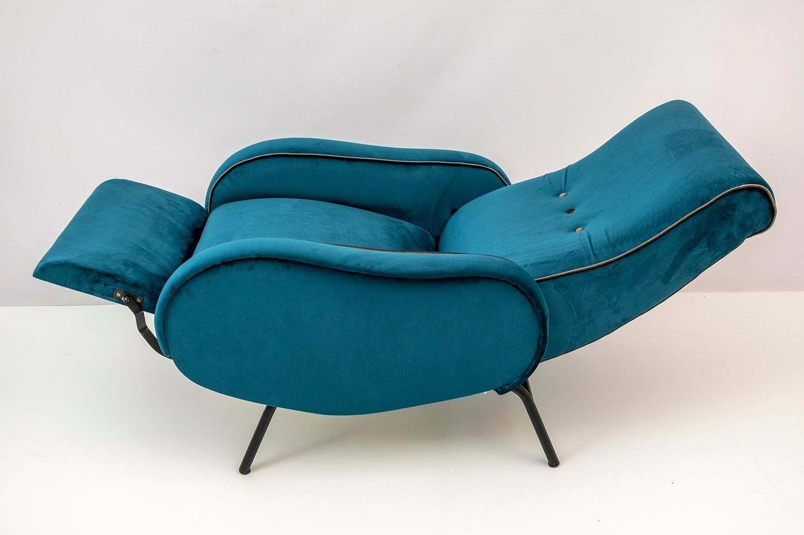 Pair Of Marco Zanuso Mid Century Modern Italian Velvet Reclining Armchairs, 50s photo 5020.0