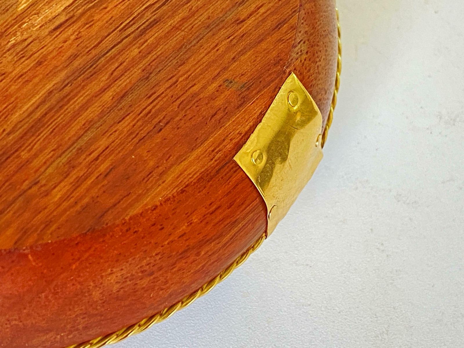 1970 Solid Wood And Brass Ashtray, France ,Brown And Gold Colour photo 269.0