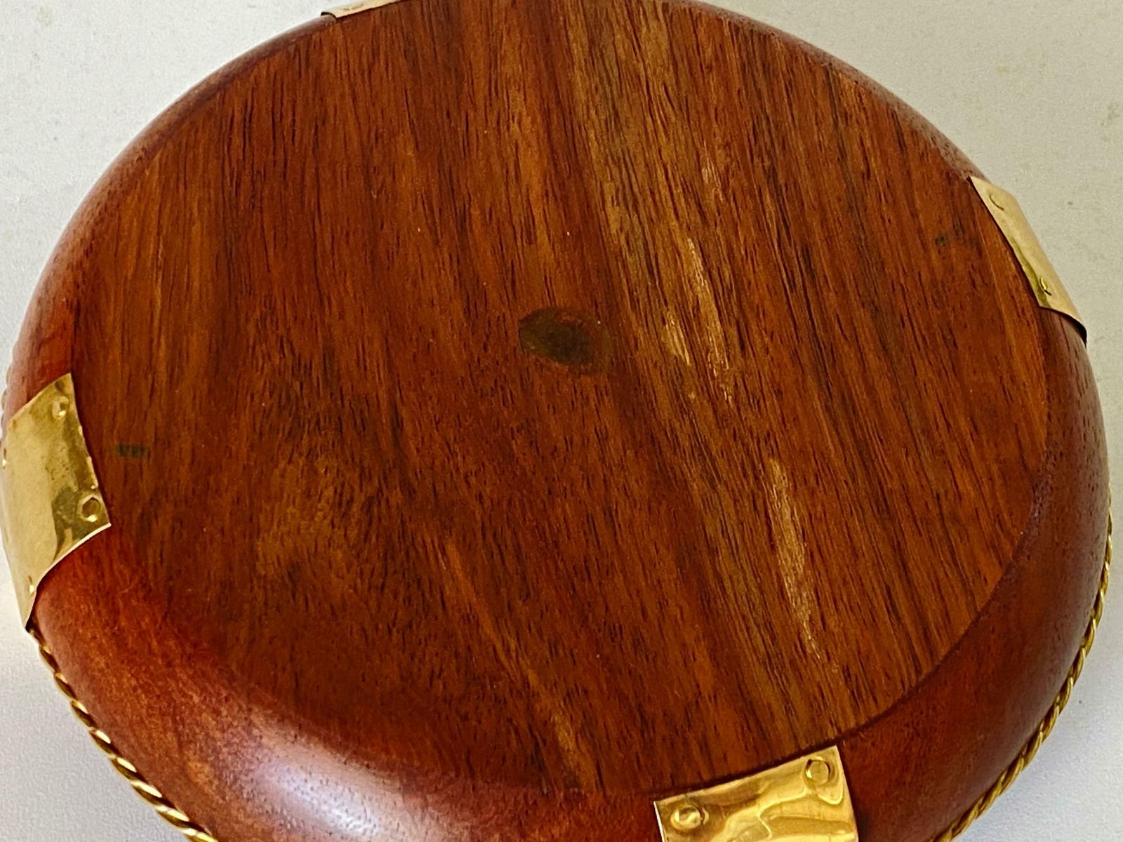 1970 Solid Wood And Brass Ashtray, France ,Brown And Gold Colour photo vinterior