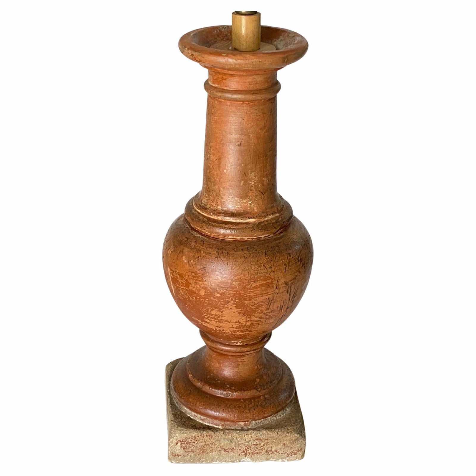 Tall French Neoclassical Terracotta Baluster Lamp, Brown Colour 19th Century