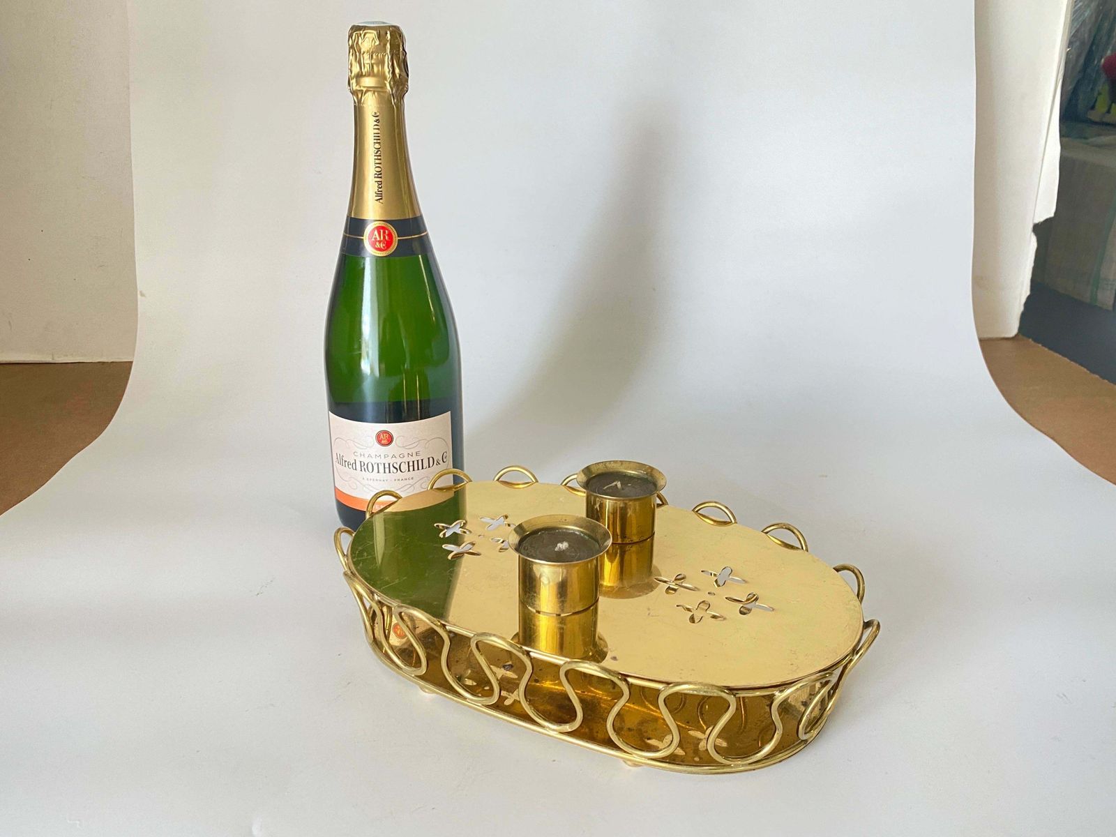 photo buy Platter In Brass, Candle Holder, Gold Colour, By Josef Frank 1940