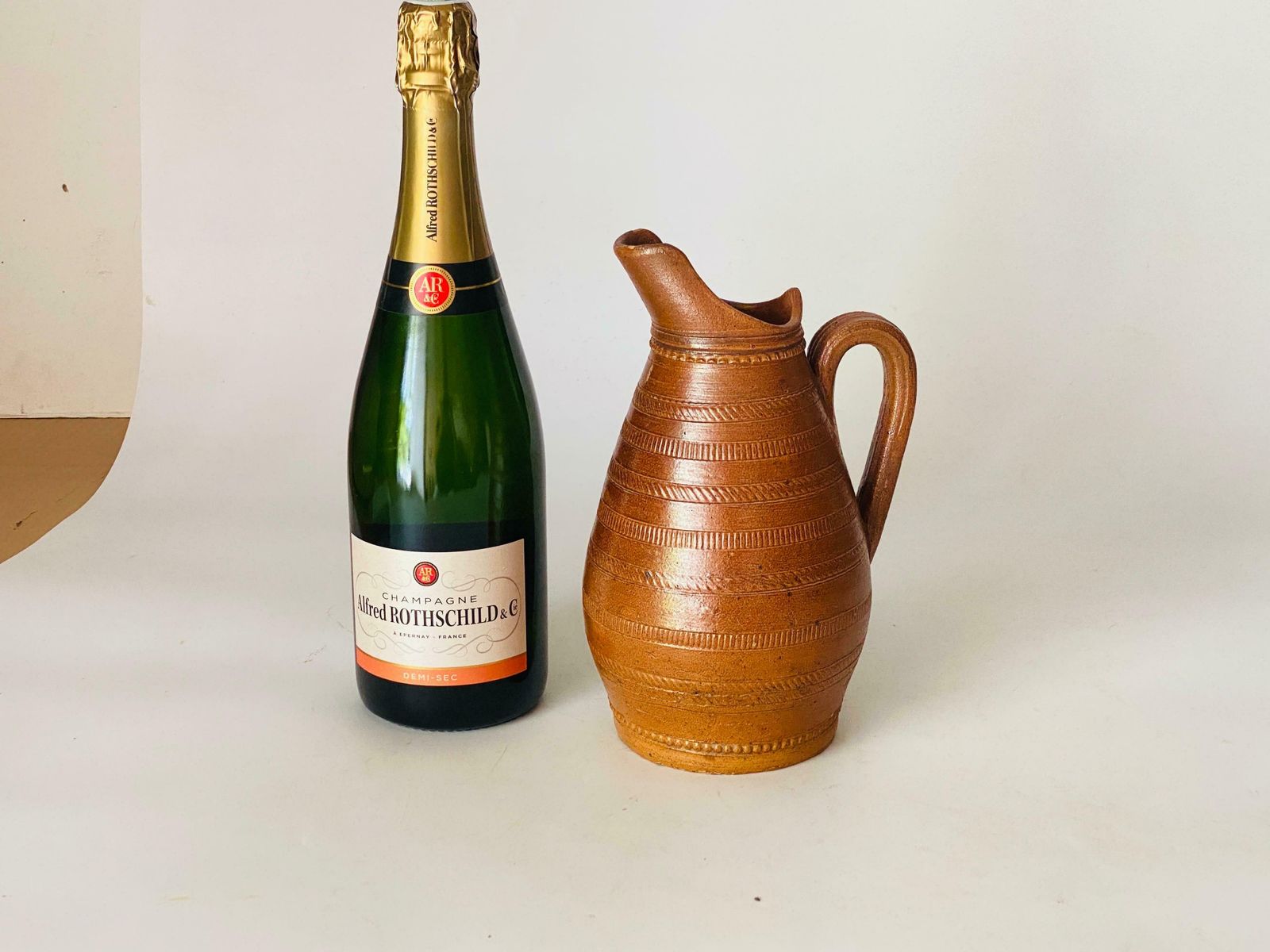 Stoneware Jug Pitcher Beautiful Patina From France Circa 1960 Brown photo Home Decor