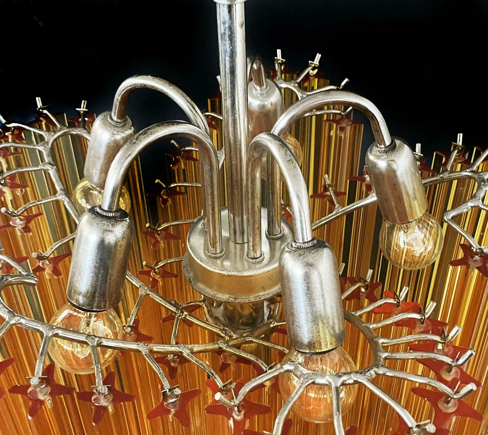 Sophisticated Modern Quadriedri Glass Chandeliers, 60 Amber Prism Quadriedri photo vinterior