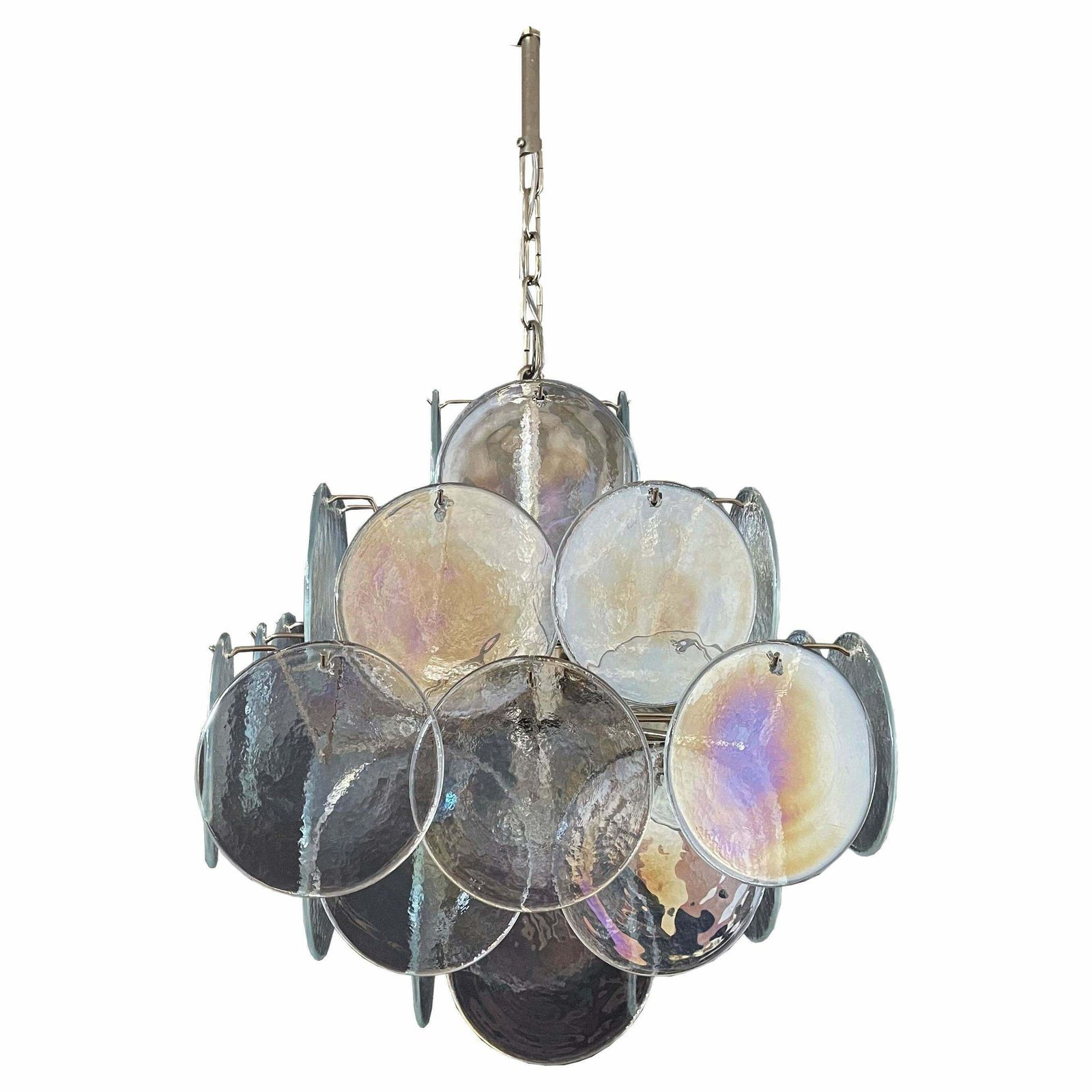 Elegant Vintage Italian Murano Chandelier In Vistosi Style.