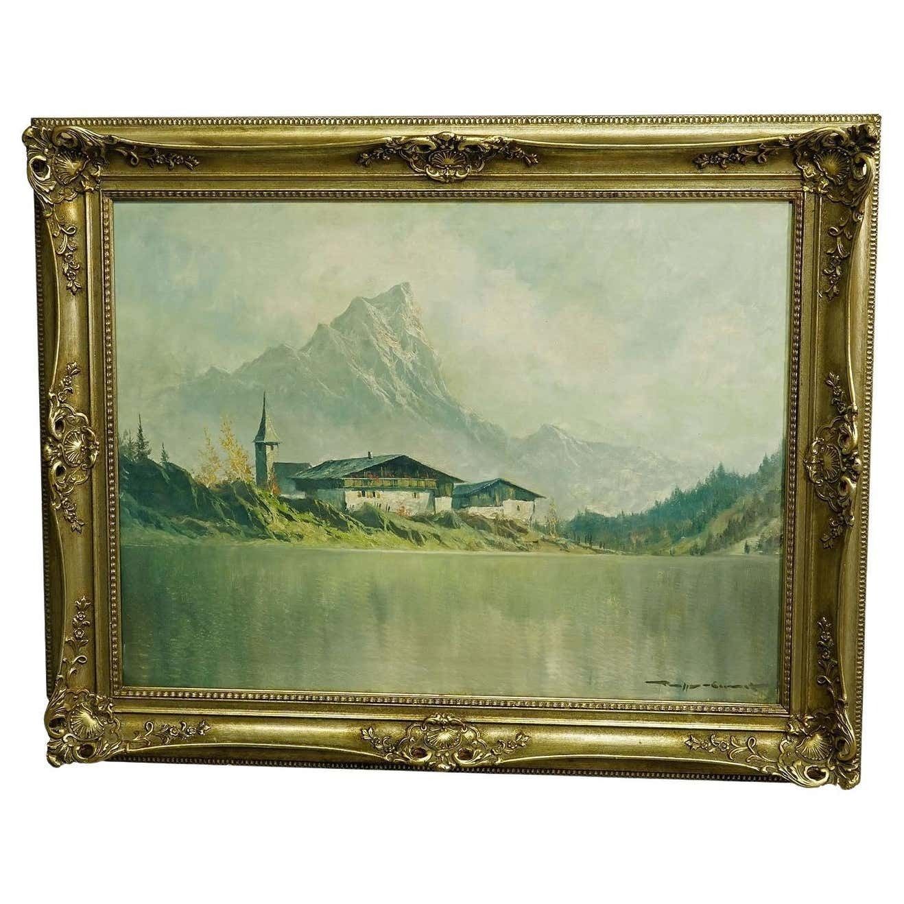 High Mountain Landscape With Alpine Lake Near Kufstein Ca. 1950s