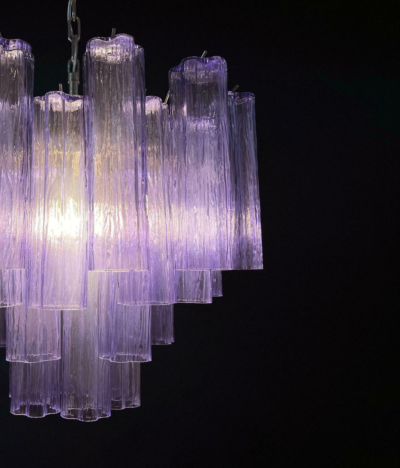 Charming Murano Glass Tube Chandelier   36 Amethyst Glass Tube photo 1291.0