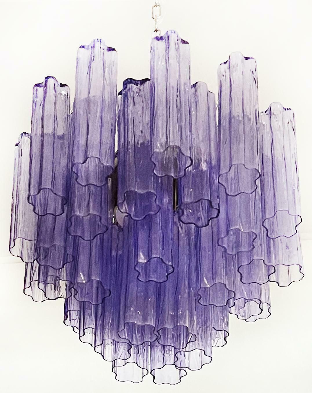 Charming Murano Glass Tube Chandelier   36 Amethyst Glass Tube photo buy