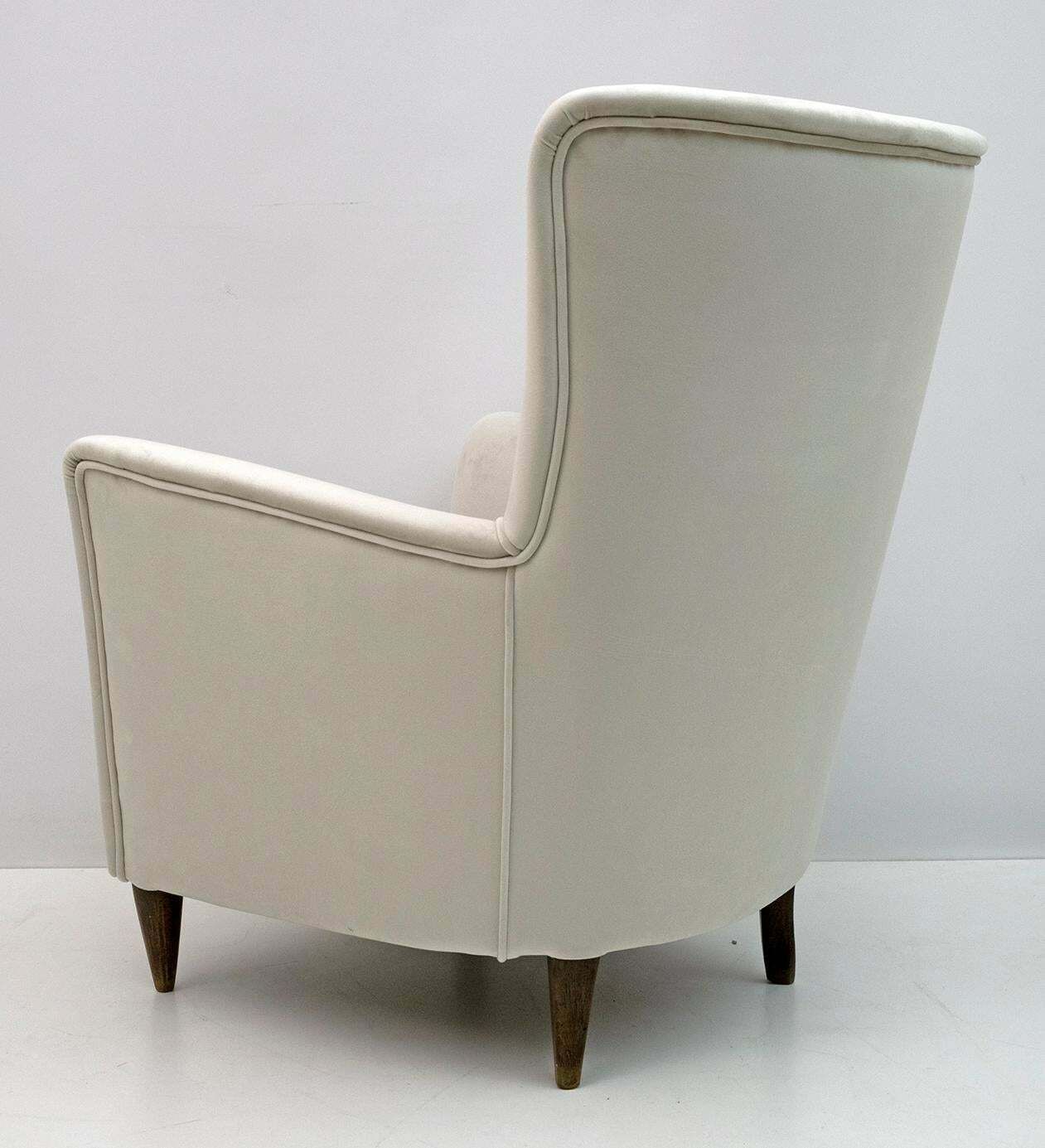 photo for sale Pair Of Gio Ponti Mid Century Modern Italian Velvet Armchairs For Isa, 1950s