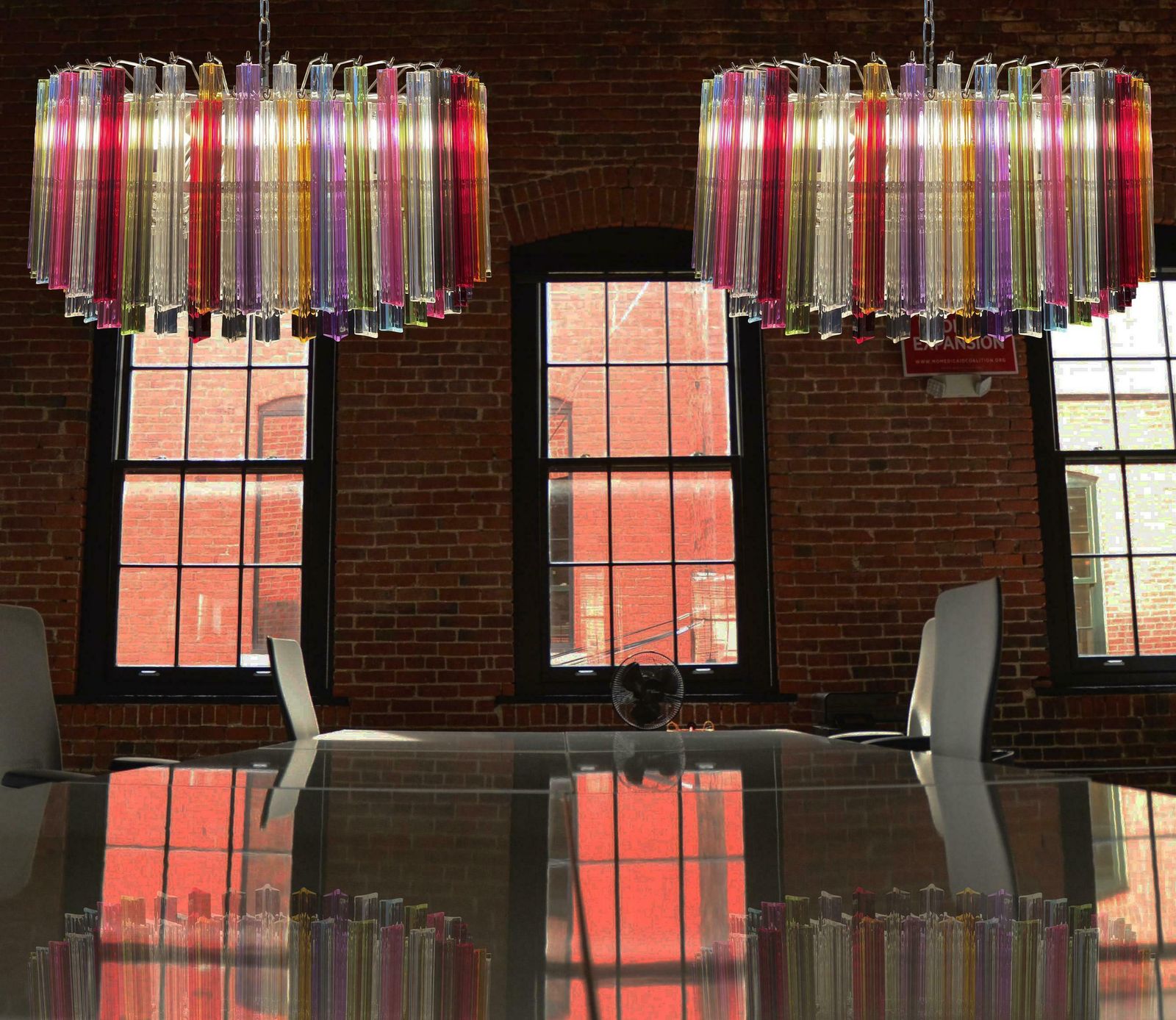 Spectacular Triedri Murano Glass Chandeliers   265 Multicoloured And Clear Prism photo buy