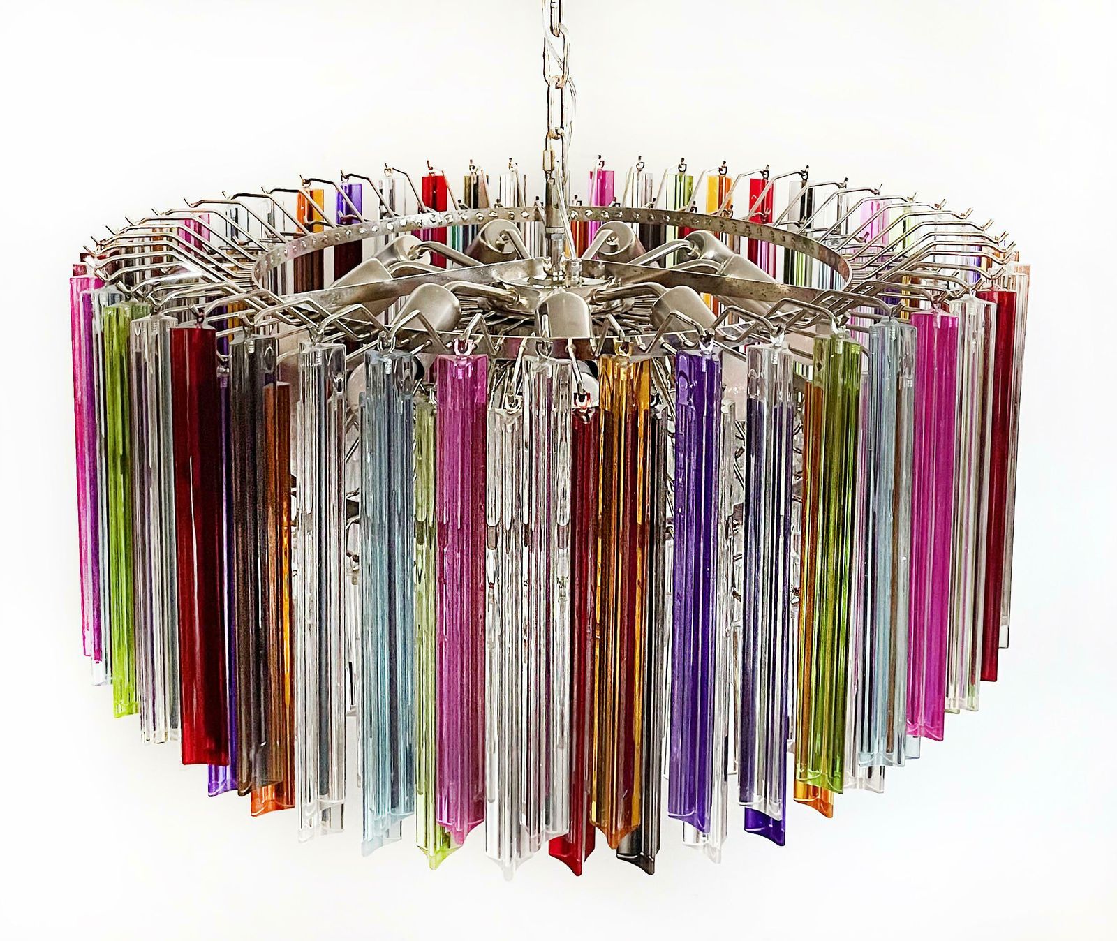 photo furniture Spectacular Triedri Murano Glass Chandeliers   265 Multicoloured And Clear Prism