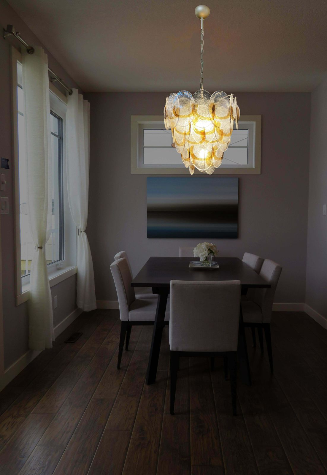 1970's Charming Murano Chandeliers By Mazzega, 41 Lattimo Amber Glasses photo buy