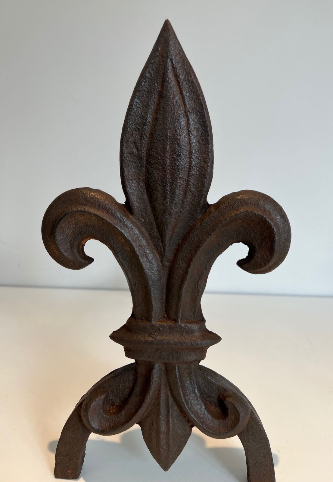 photo furniture Pair Of Fleurs De Lys Cast Iron And Wrought Iron Andirons