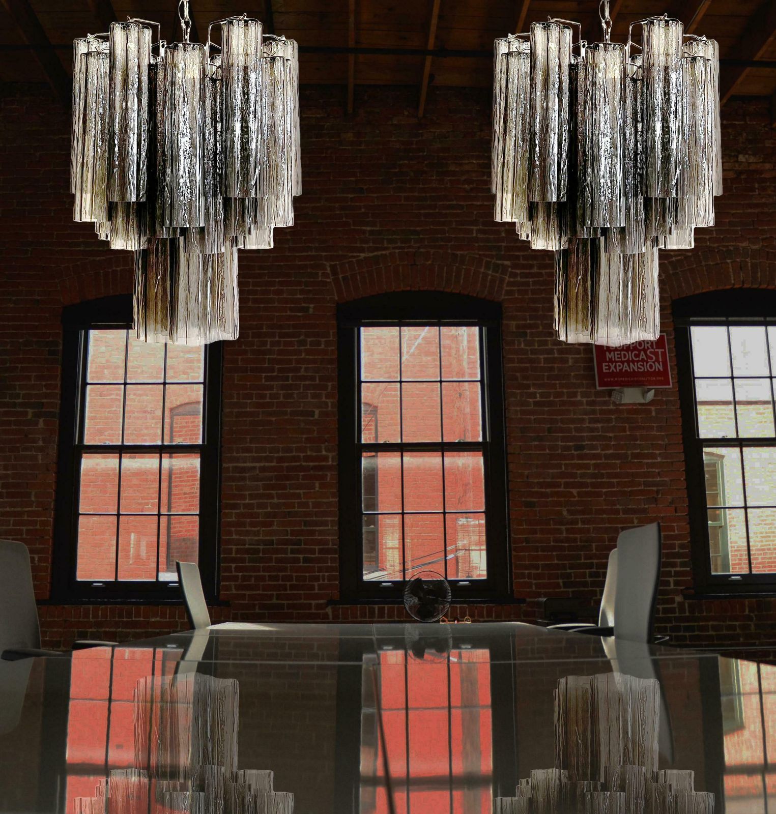 Elegant Murano Smoked Glass Tube Chandelier photo for sale