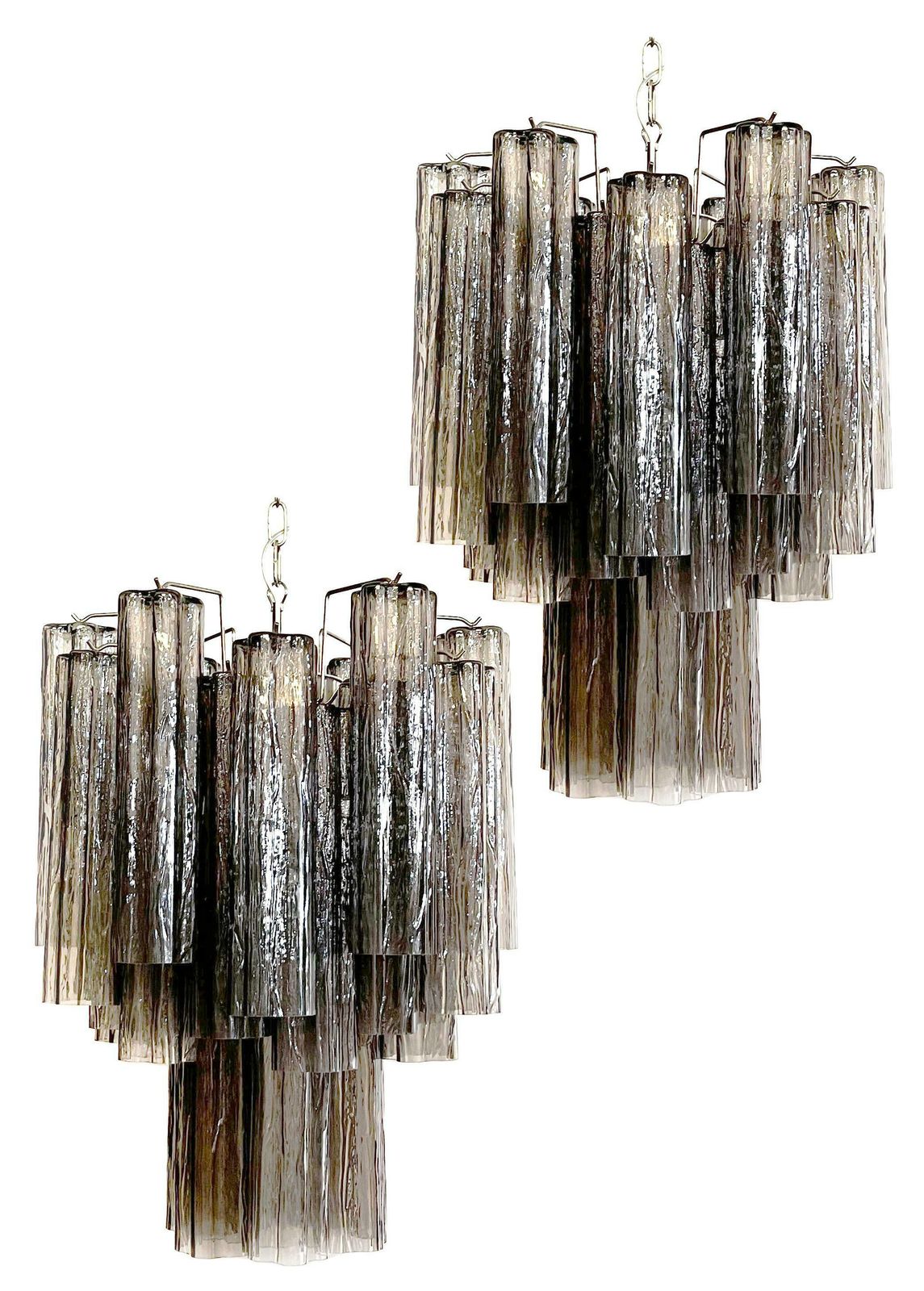 1209.0 Elegant Murano Smoked Glass Tube Chandelier photo