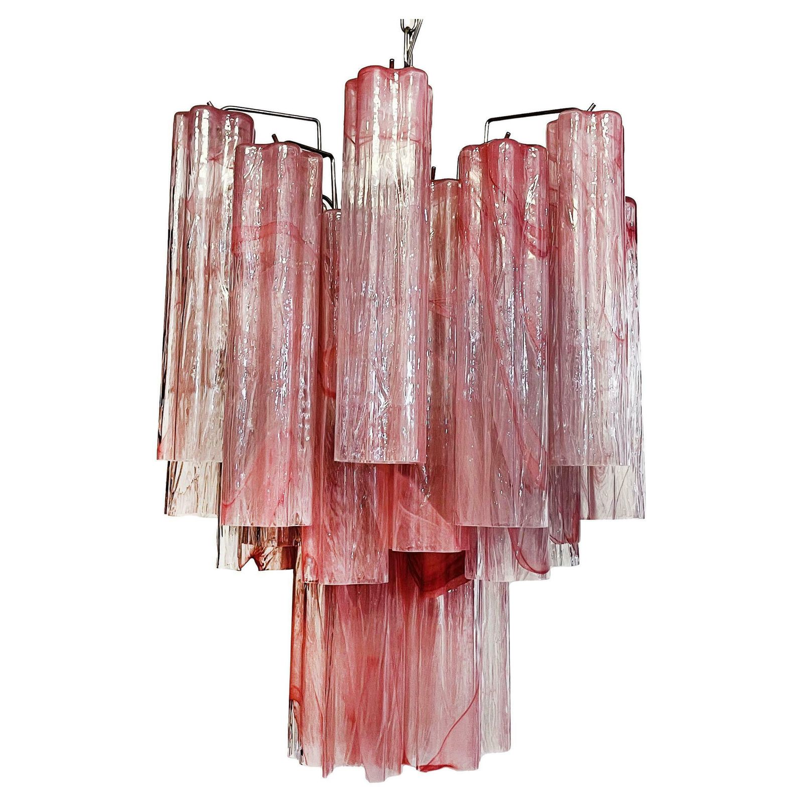 Charming Glass Tube Chandelier   30 Albaster Pink Glasses